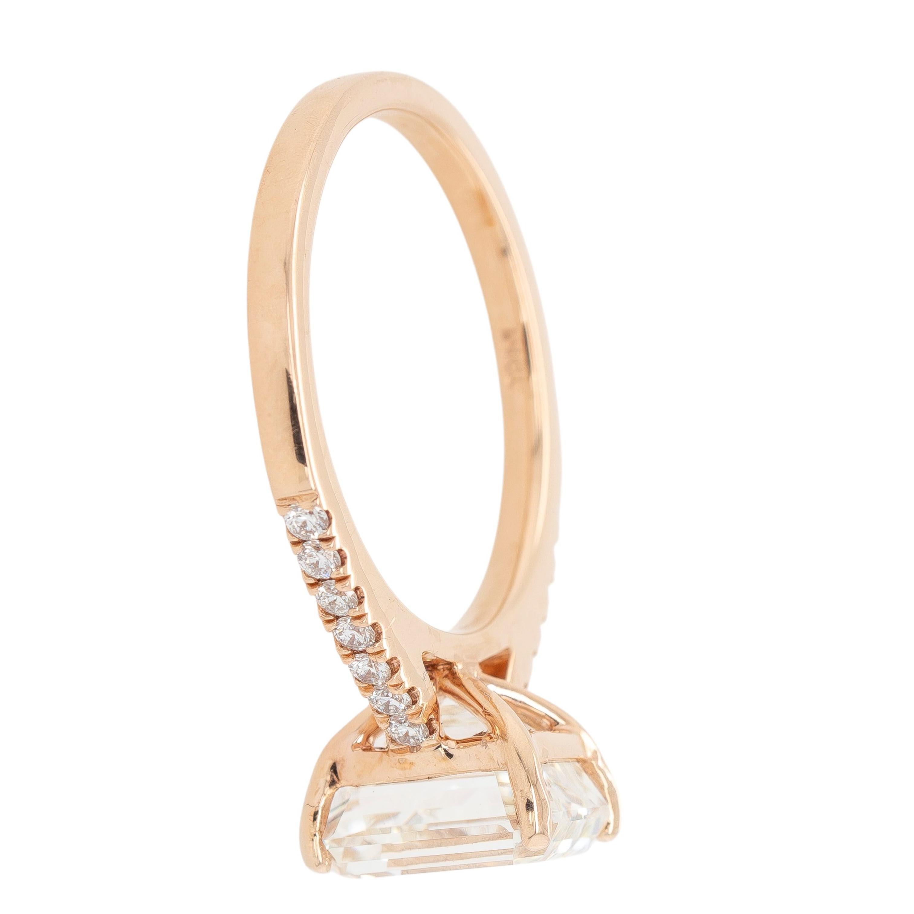Oro rosa de 14 quilates talla esmeralda con certificado GIA de 3,01 ct  Anillo de compromiso de diamantes en venta 5