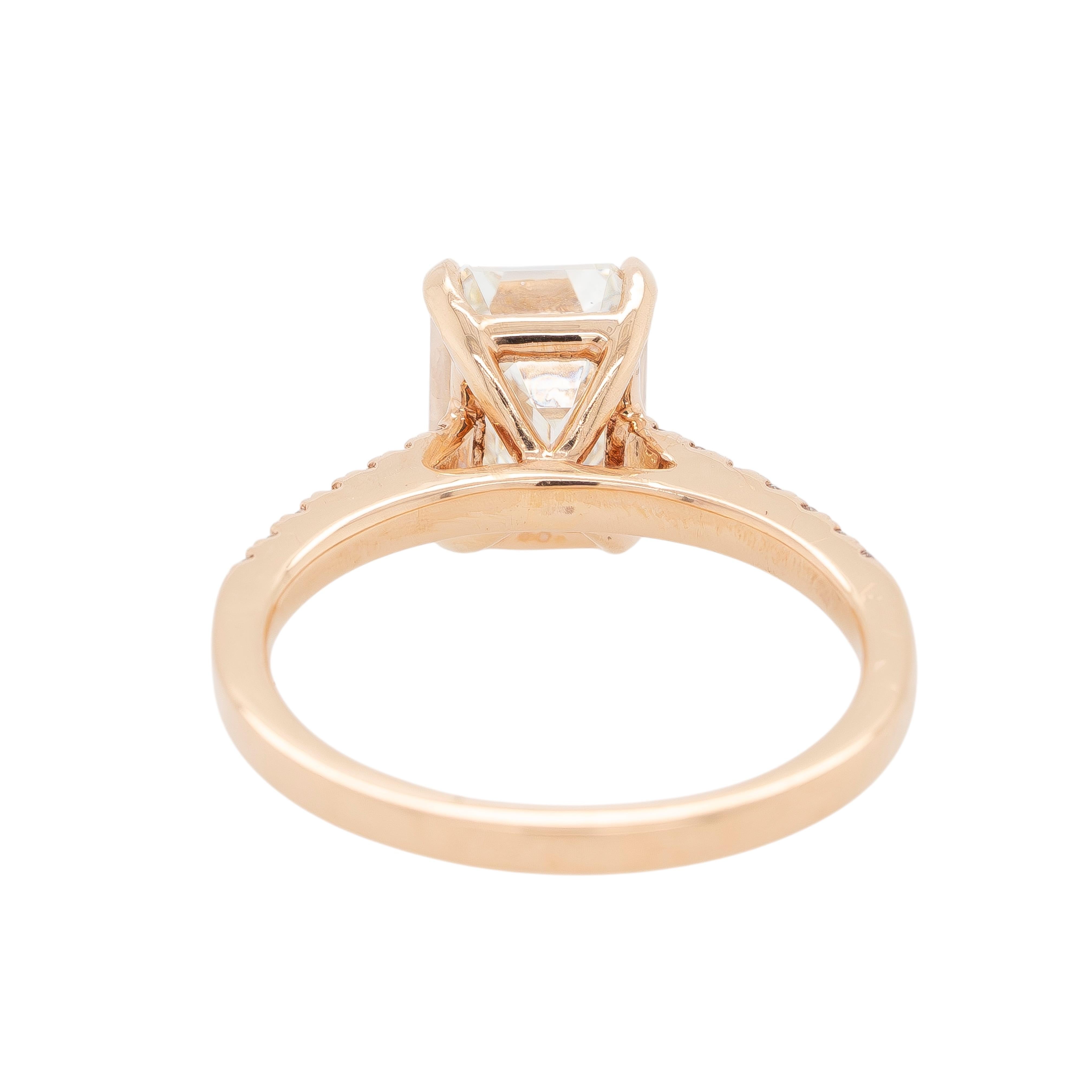 Femenino o masculino Oro rosa de 14 quilates talla esmeralda con certificado GIA de 3,01 ct  Anillo de compromiso de diamantes en venta