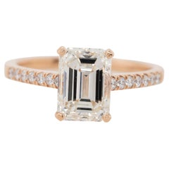 14k Rose Gold 3.01ct GIA-Certified Emerald-Cut  Diamond Engagement Ring