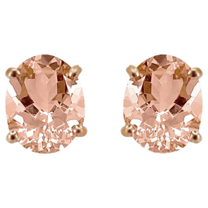 Boucles d'oreilles en or rose 14 carats et morganite de 3,34 carats. Style n° TS1332MOE