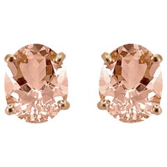 Boucles d'oreilles en or rose 14 carats et morganite de 3,34 carats. Style n° TS1332MOE