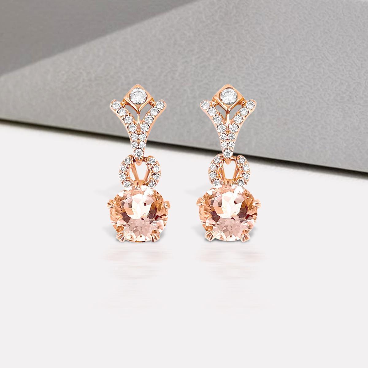 These Stylish Earrings Crafted In 14K Rose Gold Features Perfectly Round Shape Ravishing 8mm Morganite With Diamonds And Are A Perfect Accessory To Own. These Morganite Earrings, Captivate With Their Shiny Appeal.


Style# E5207MO
Morganite: Round