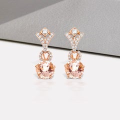 14K Rose Gold 3.54cts Morganite and Diamond Earring, Style# E5207MO