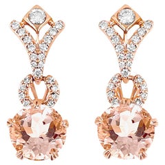 14K Rose Gold 3.54cts Morganite and Diamond Earring, Style# E5207MO