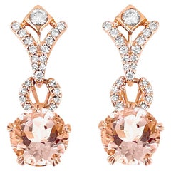 14K Rose Gold 3.54cts Morganite and Diamond Earring, Style# E5207MO