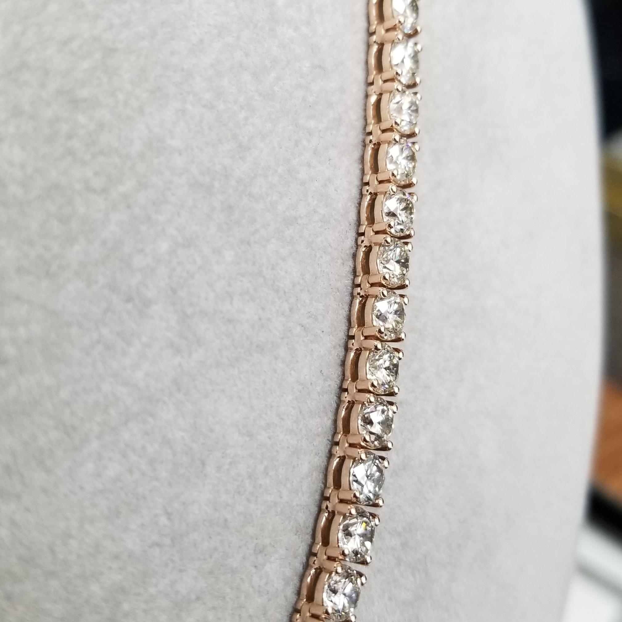 14 Karat Roségold Diamant-Halskette mit 4 Zacken 24,98 Karat (Zeitgenössisch) im Angebot