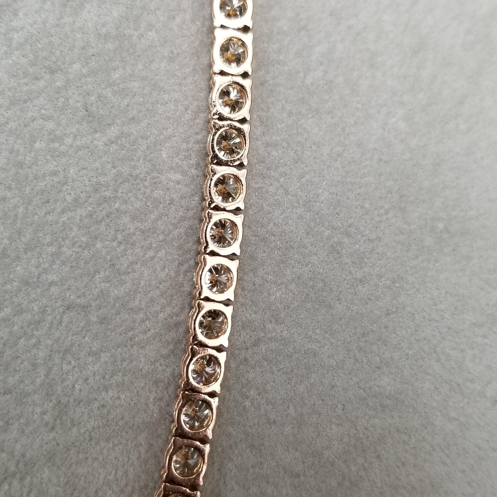 14 Karat Roségold Diamant-Halskette mit 4 Zacken 24,98 Karat (Rundschliff) im Angebot