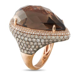 14K Rose Gold 4.18ct Diamond and Smokey Topaz Ring MF01-043026