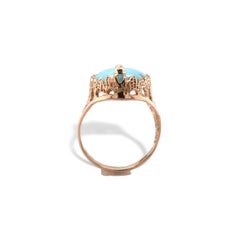 14K Rose Gold 6.59 carat Turquoise Ring size 6
