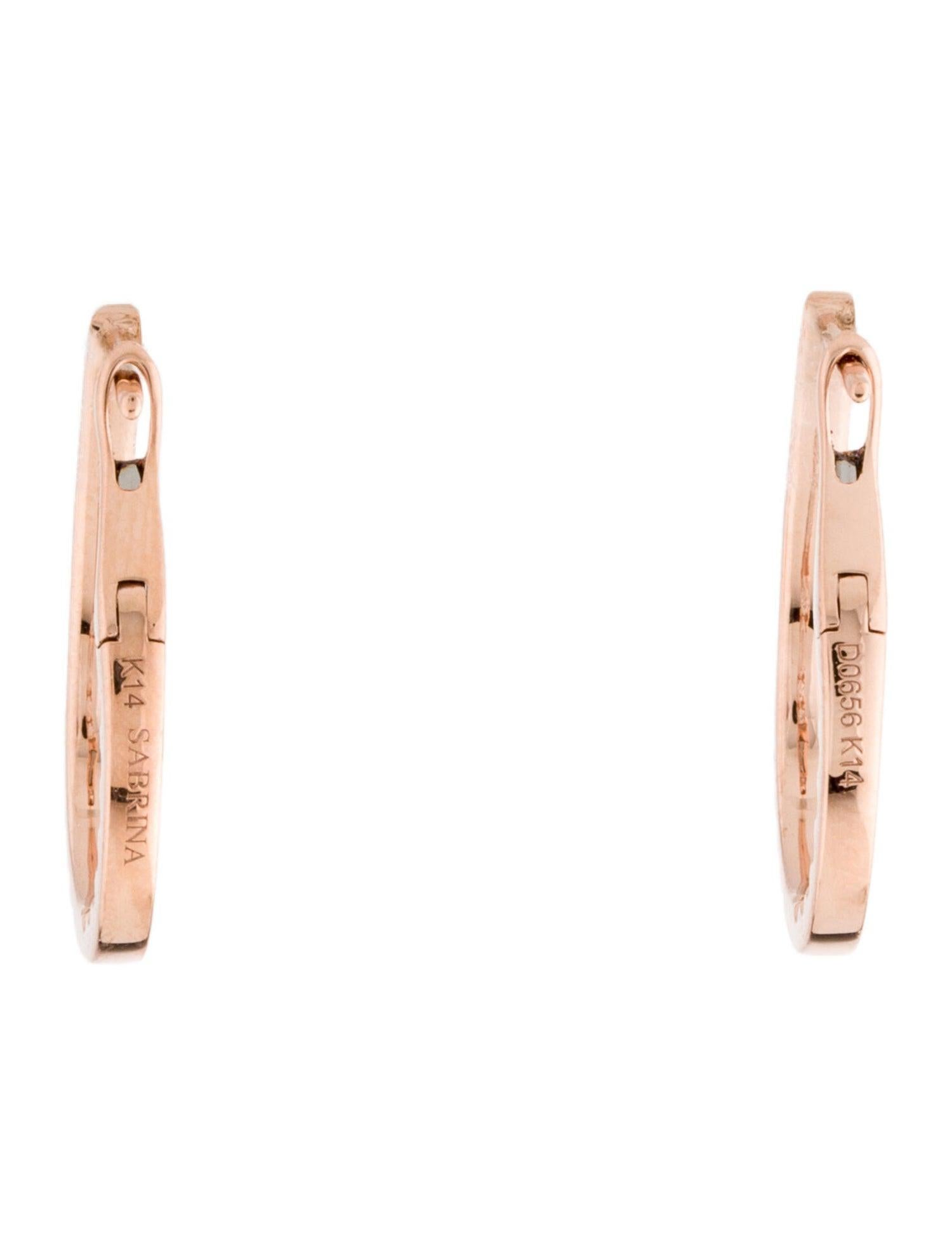 Contemporary 14K Rose Gold .65ct Diamond P/S Hoop for Her For Sale