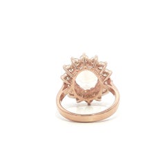 14k Rose Gold 6.6ctw Large Oval Morganite w/ Large Fiery Diamond Halo Ring