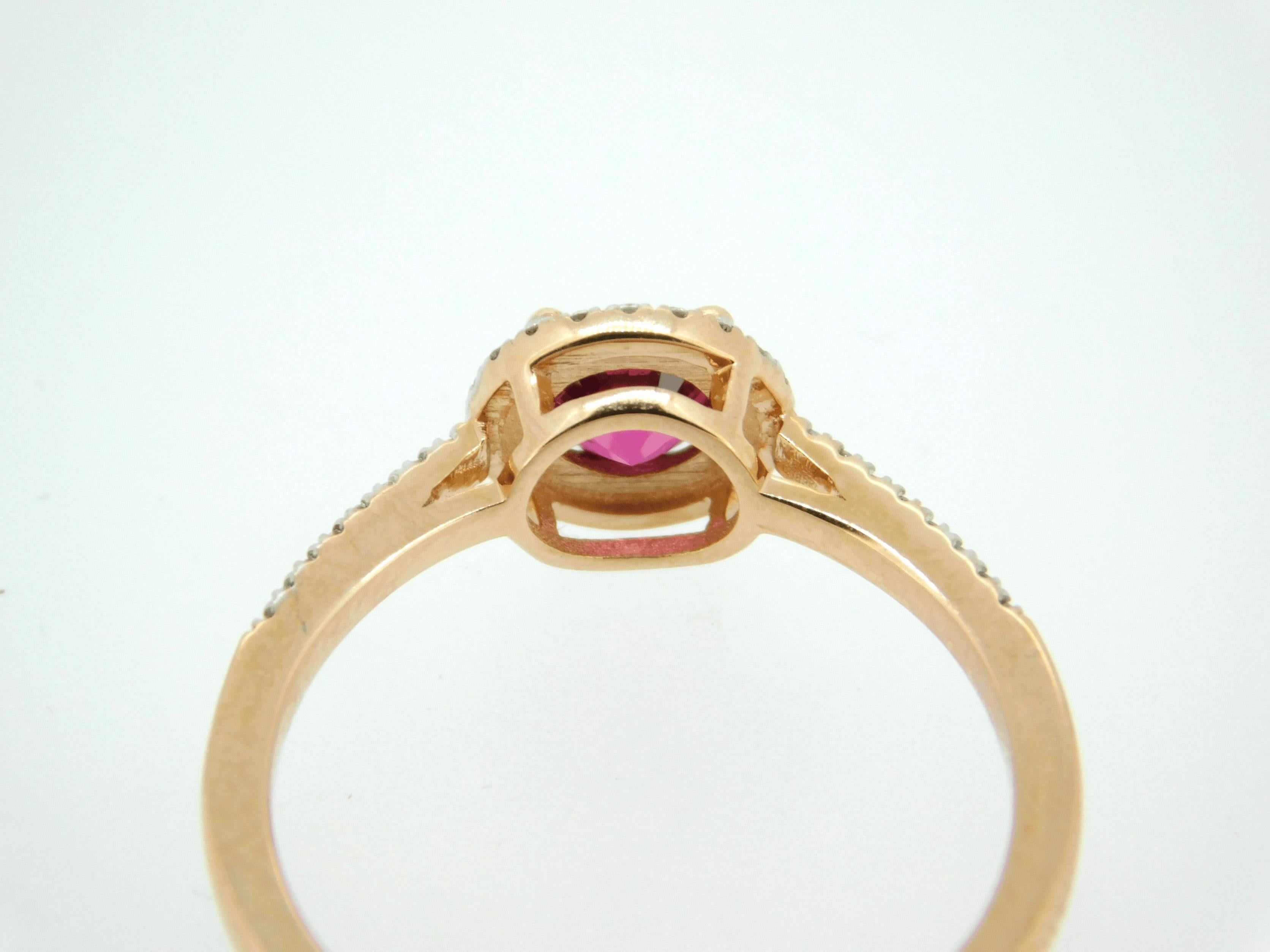 Square Cut 14k Rose Gold .72ct Pink Genuine Natural Sapphire Ring with Diamond Halo #J4450 For Sale