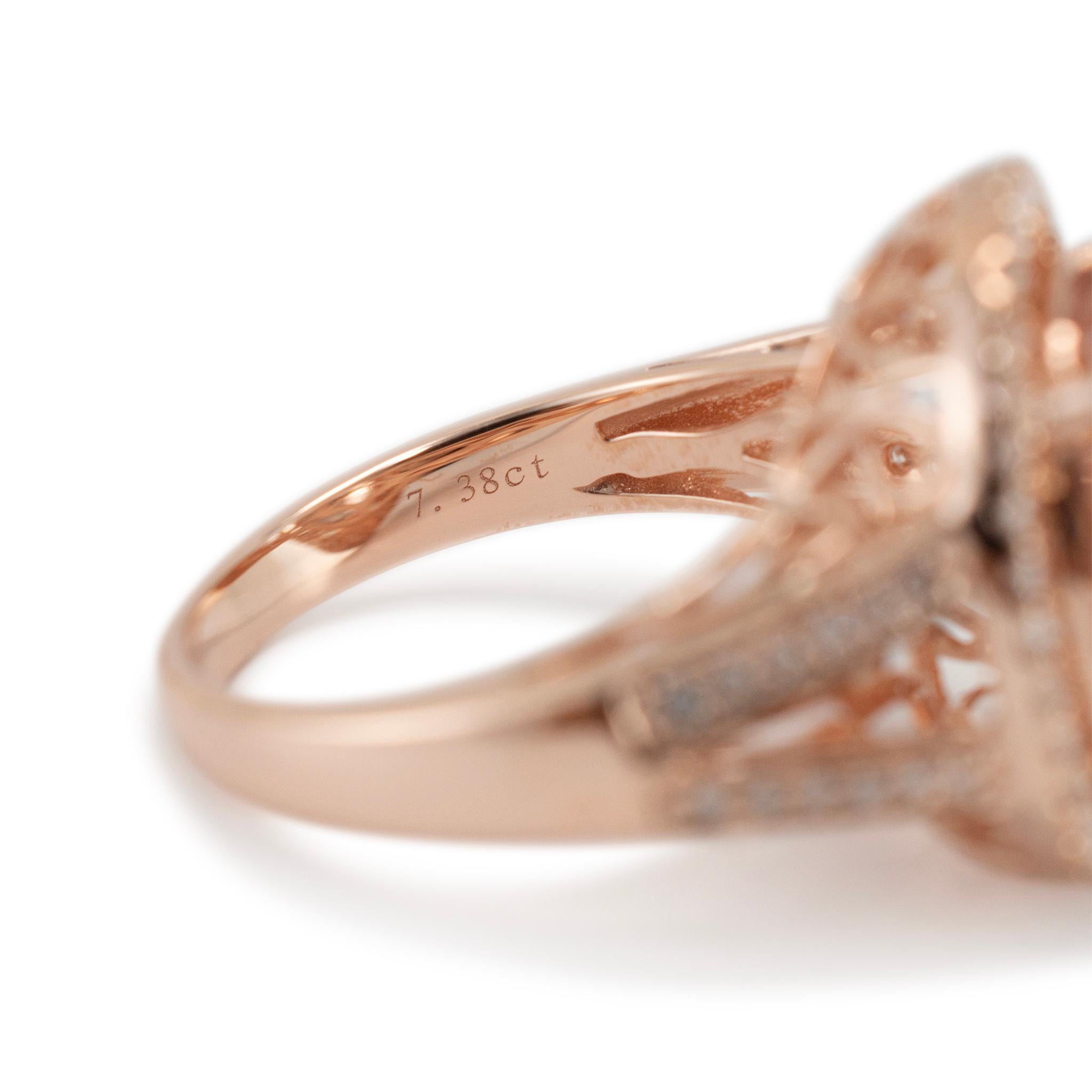 De las mujeres 14K Rose Gold 7.38ct Morganite Halo Accented Diamond Cocktail Ring en venta