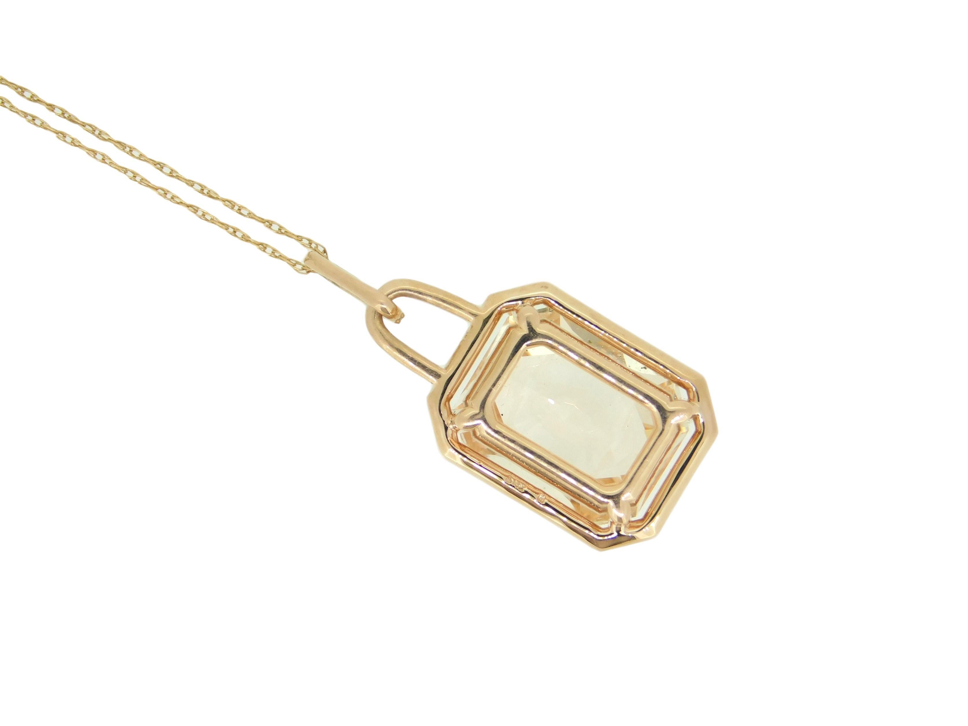 14k Rose Gold 7.6ct Genuine Natural Morganite Pendant with Diamonds '#J4570' For Sale 1