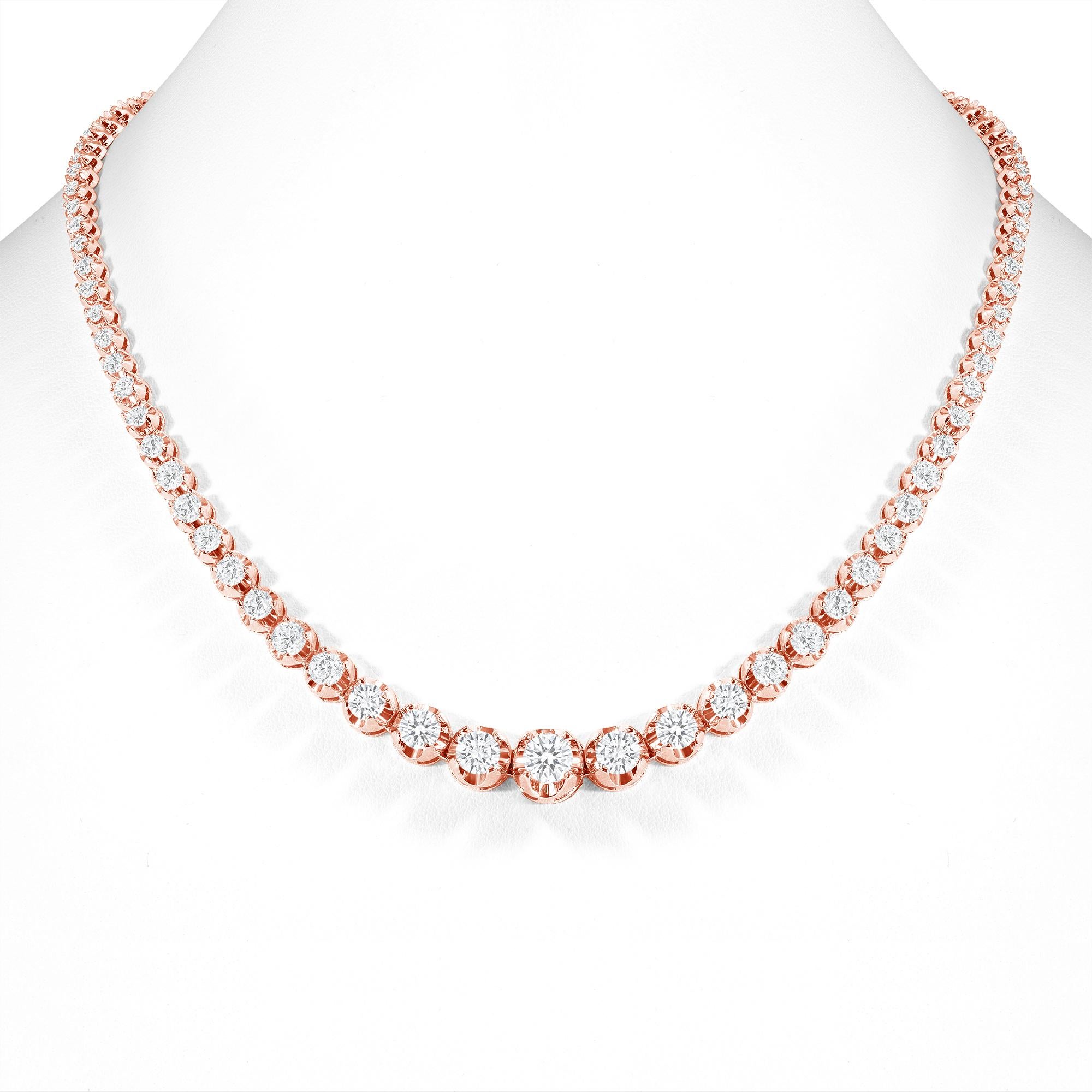 rose gold diamond tennis necklace
