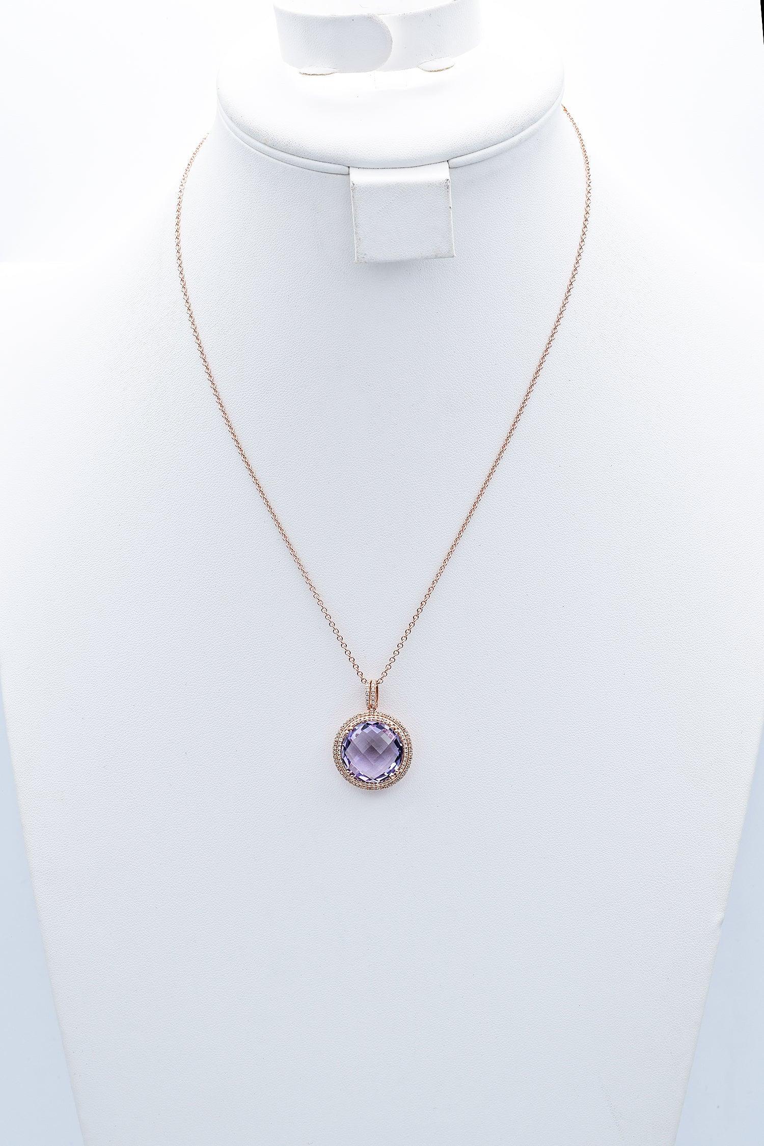 Weight: 8.0 Grams
Stone: 9.16 Ct (16 x 16 x 7.5 mm) Amethyst & Diamonds
Pendant: 23.0 x 21.0 mm
Chain: 18 Inches
Hallmark: 14K 585

ITEM #:BR-1062-092823-08