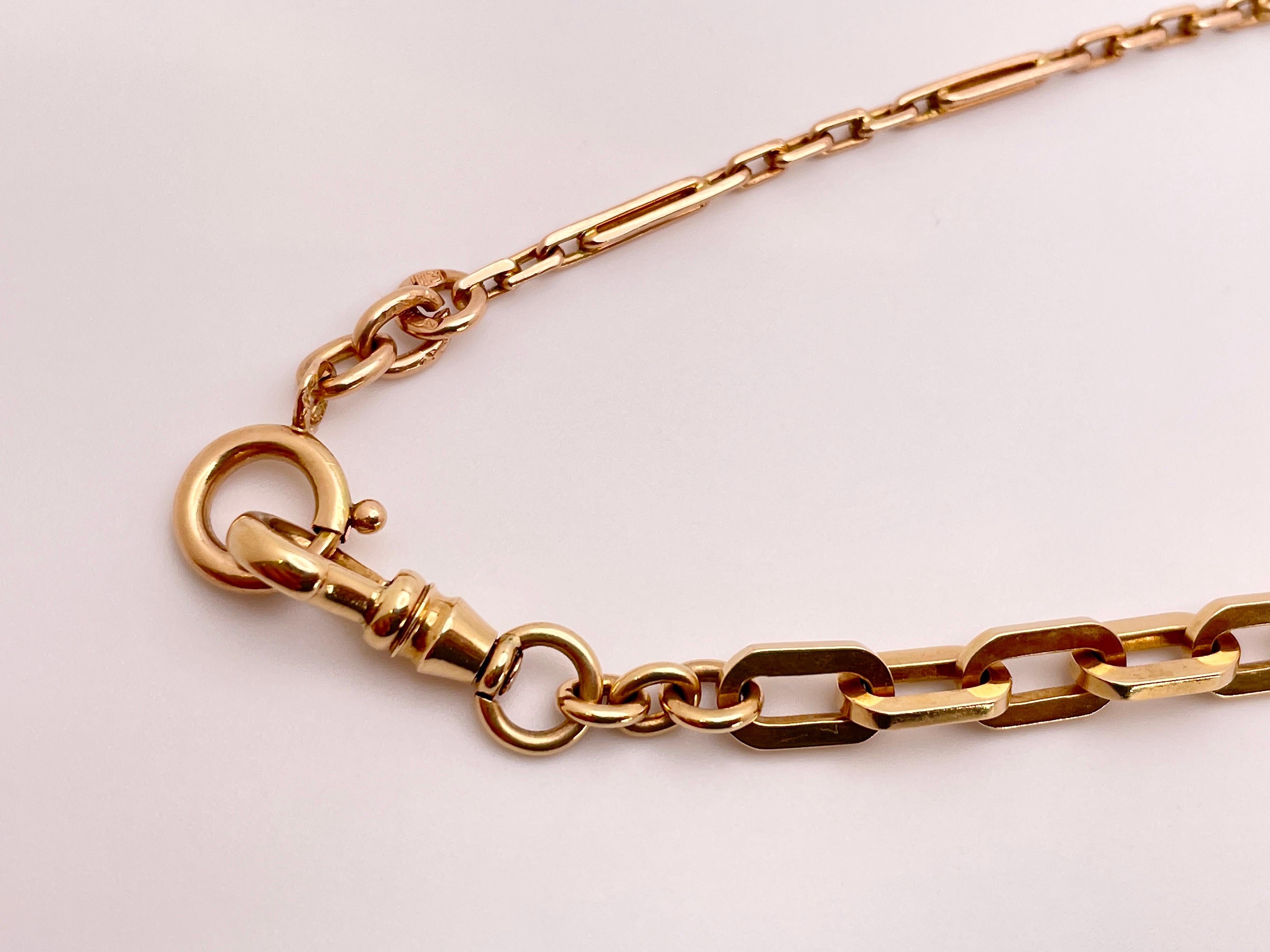 14K Rose Gold Link Necklace Bracelet For Sale 6
