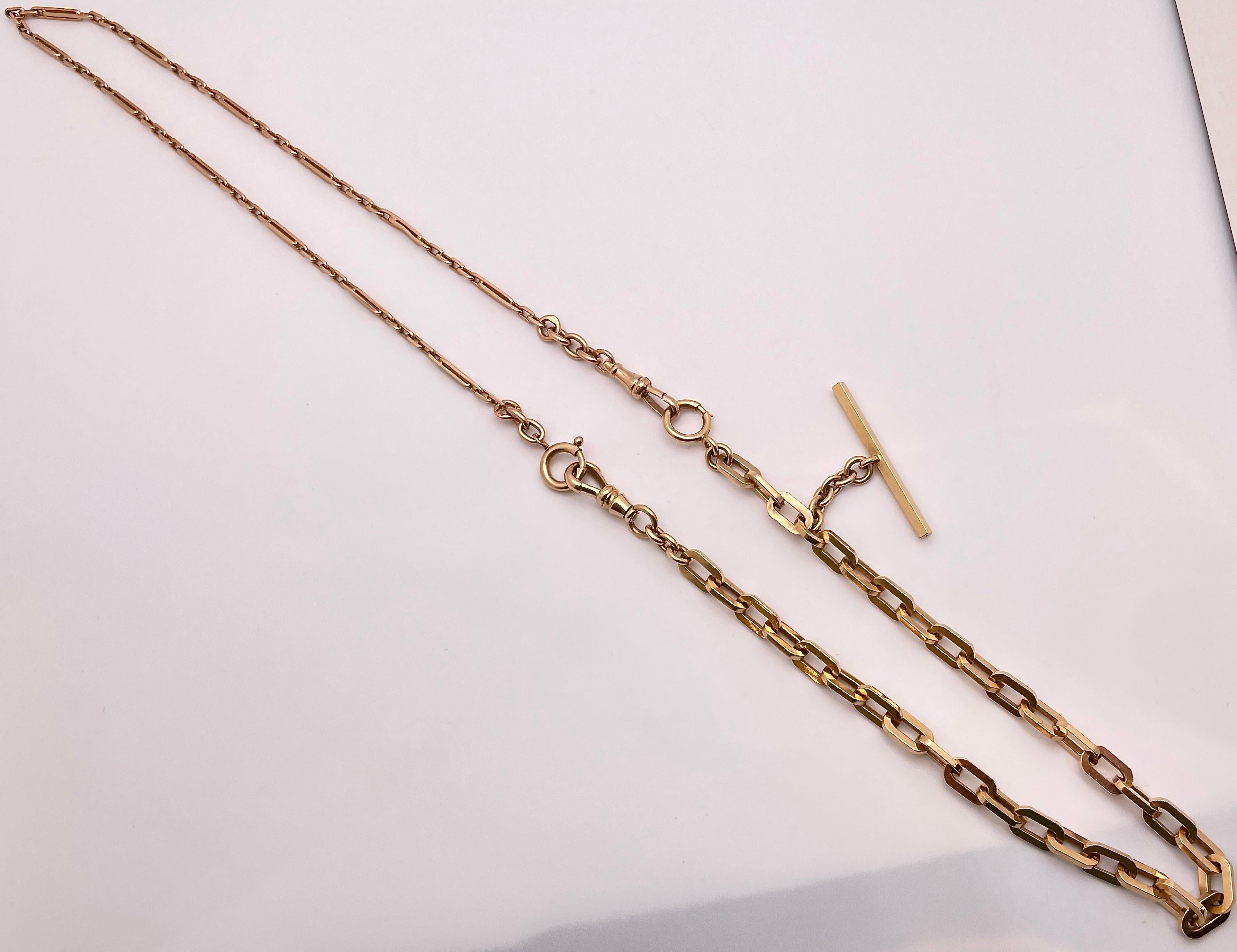 14K Rose Gold Link Necklace Bracelet For Sale 8