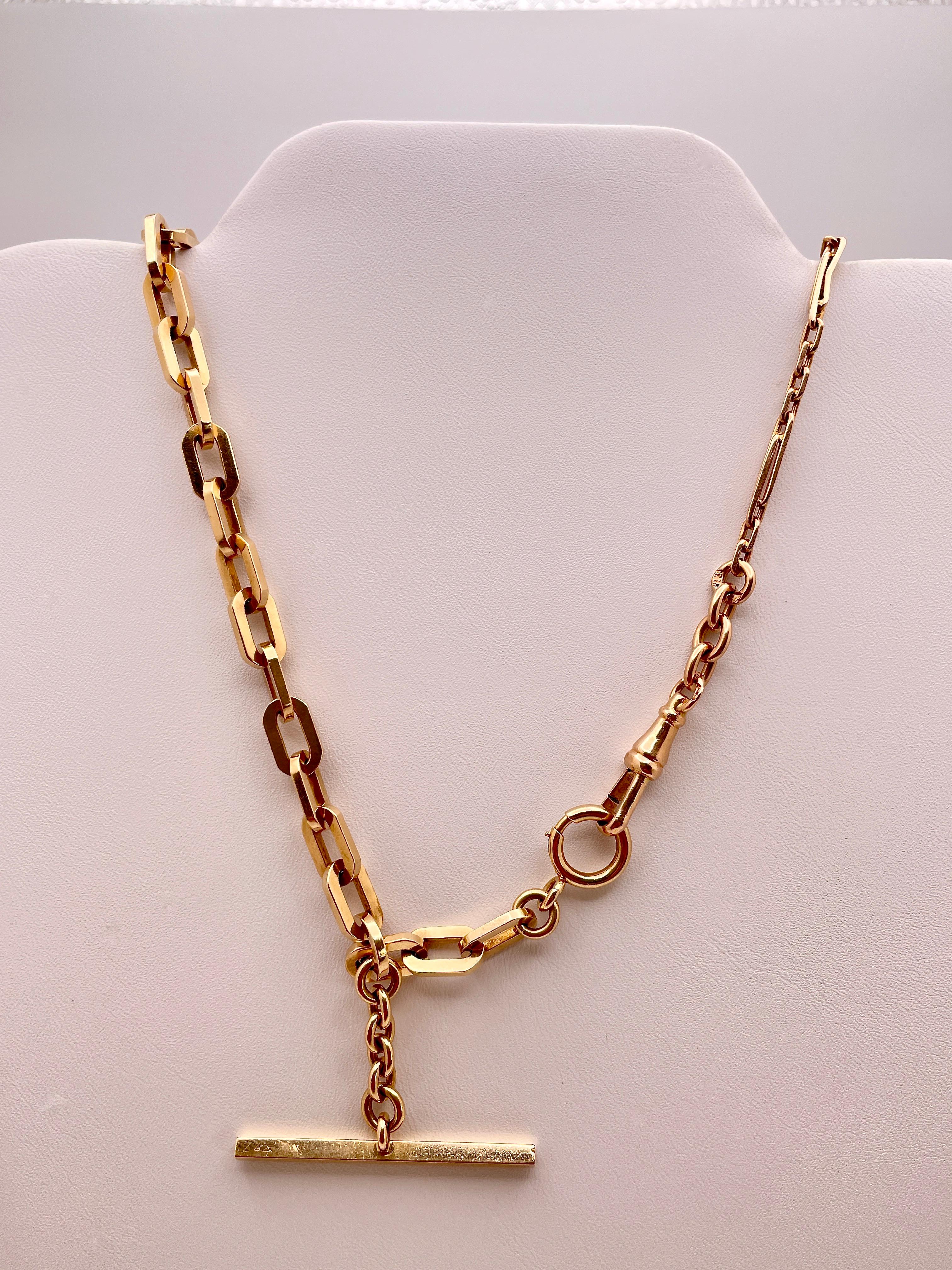 14K Rose Gold Link Necklace Bracelet For Sale 9