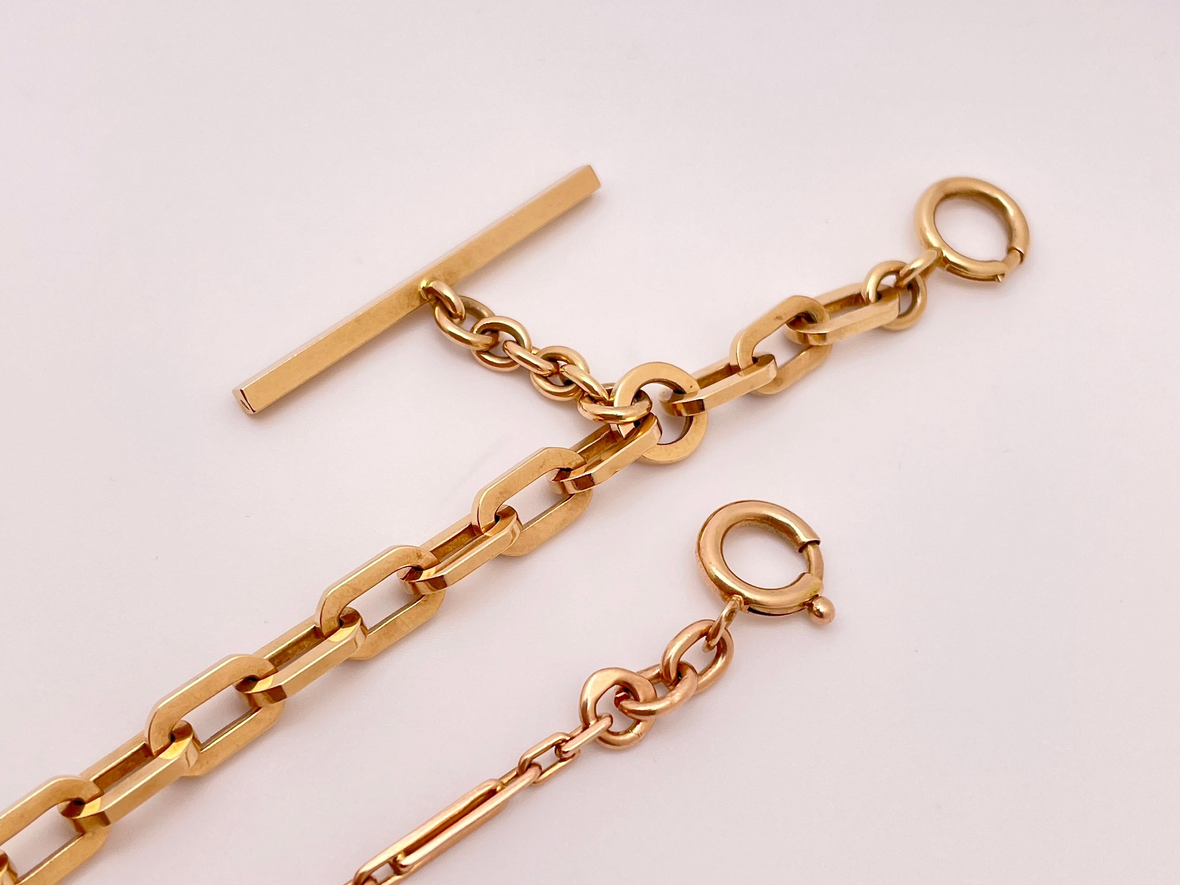 14K Rose Gold Link Necklace Bracelet For Sale 10