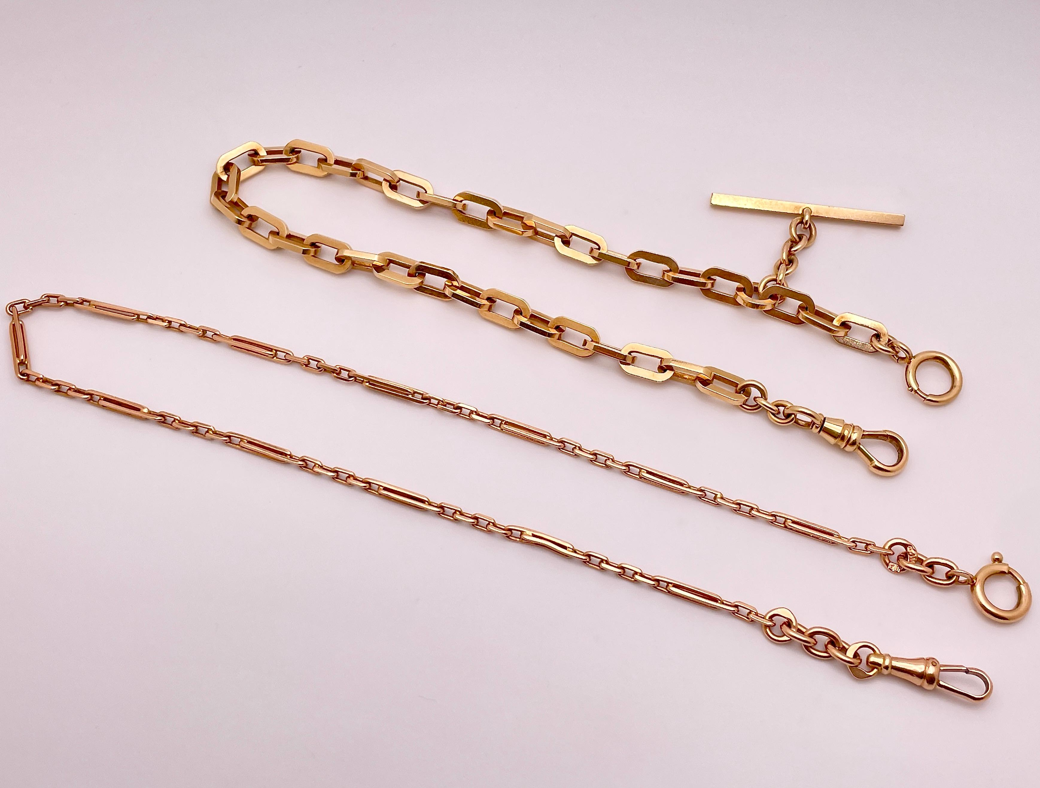 14K Rose Gold Link Necklace Bracelet In Good Condition For Sale In Westport, CT