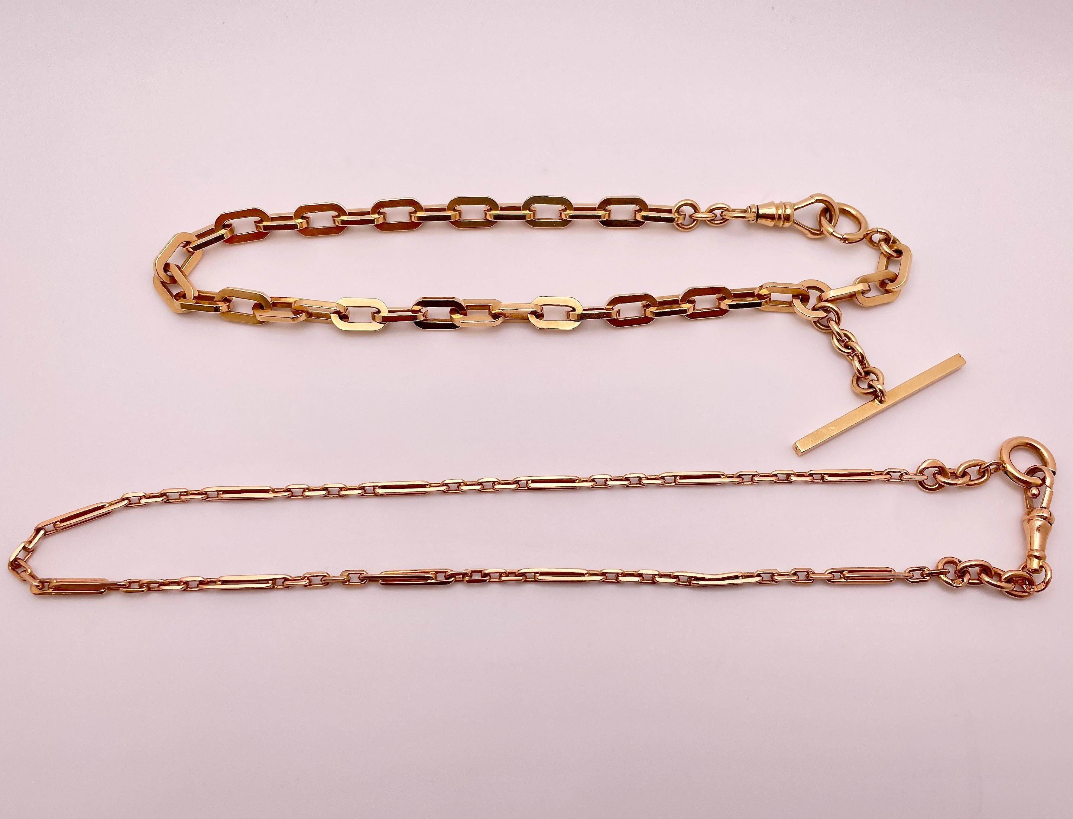 Women's or Men's 14K Rose Gold Link Necklace Bracelet For Sale