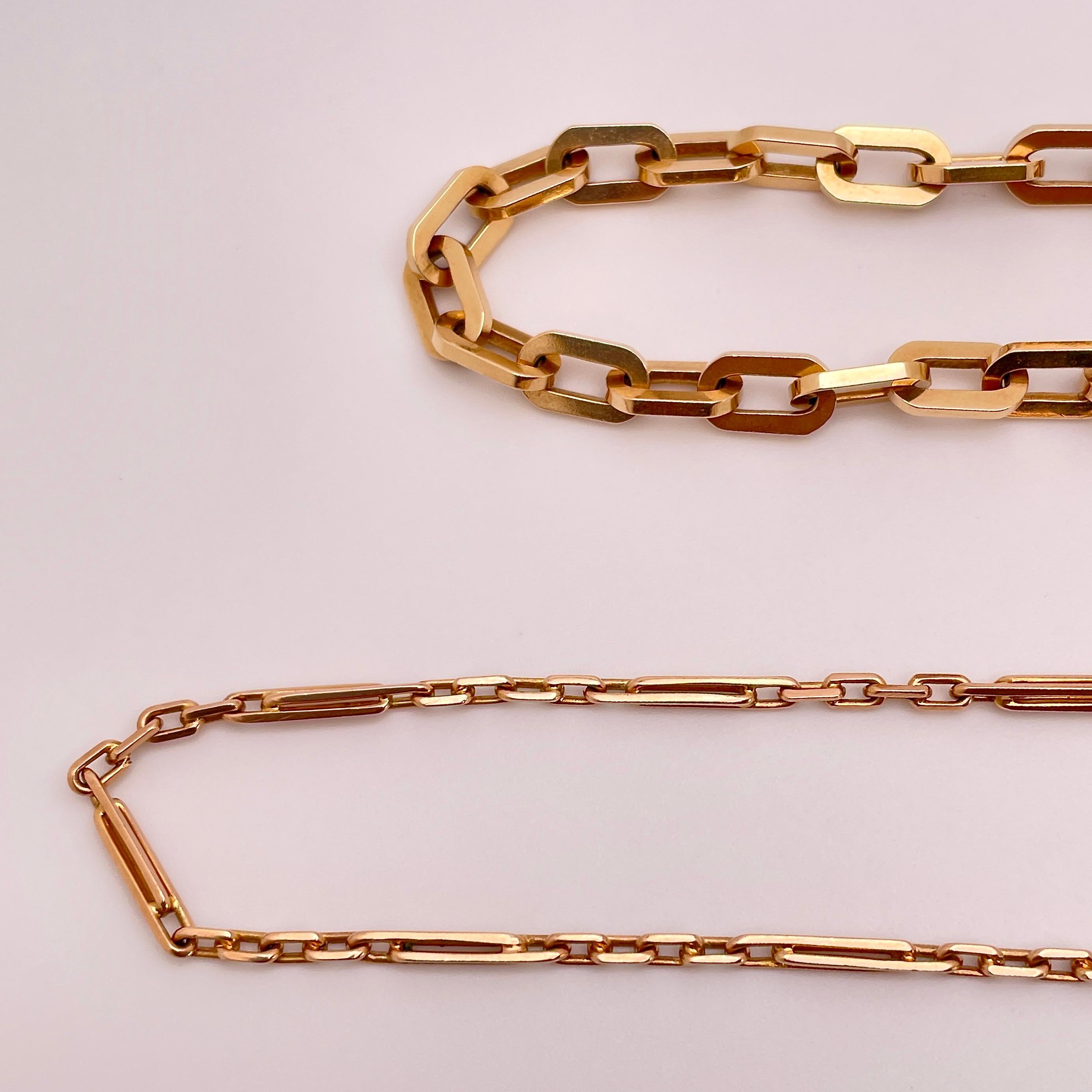 14K Rose Gold Link Halskette Armband im Angebot 1