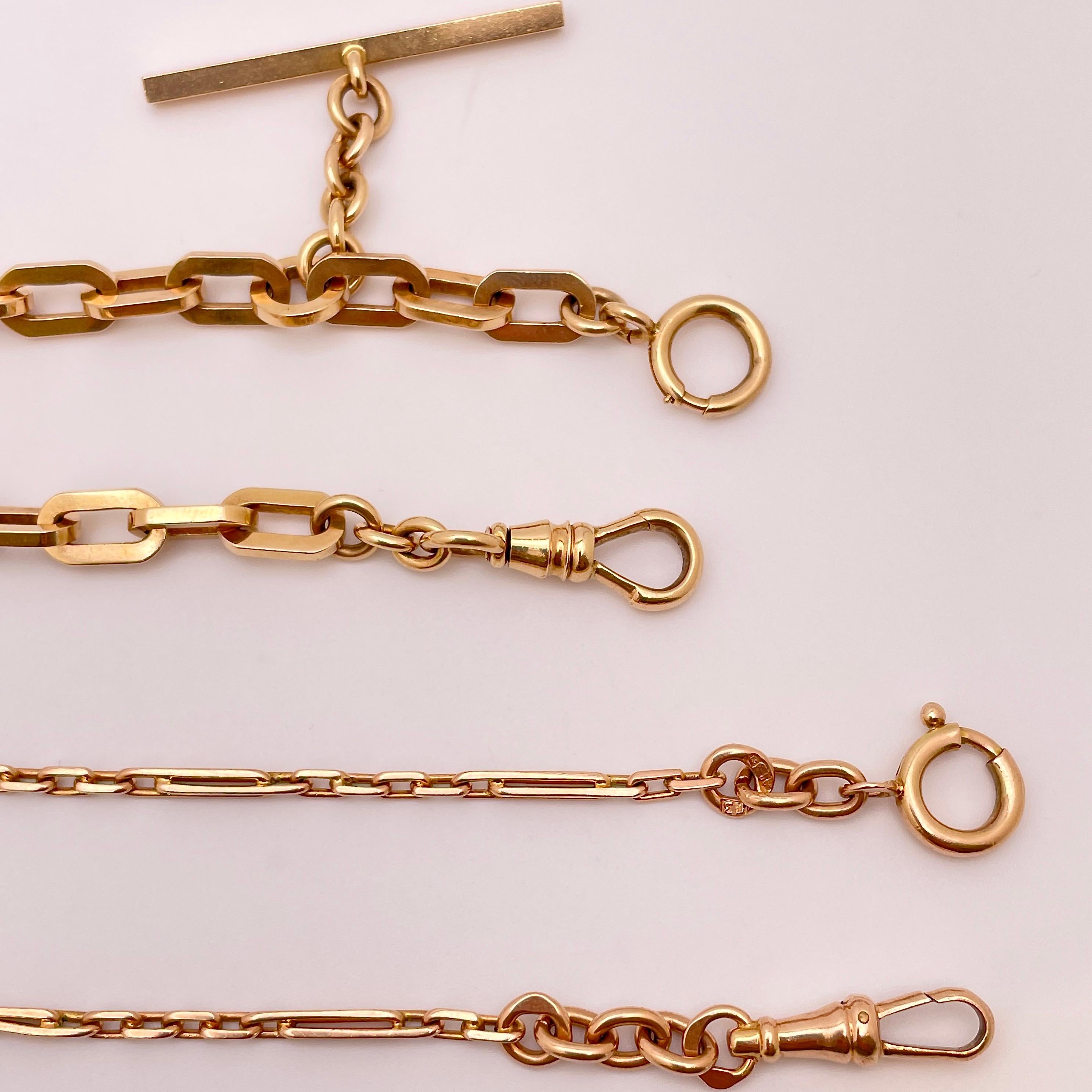 14K Rose Gold Link Necklace Bracelet For Sale 2