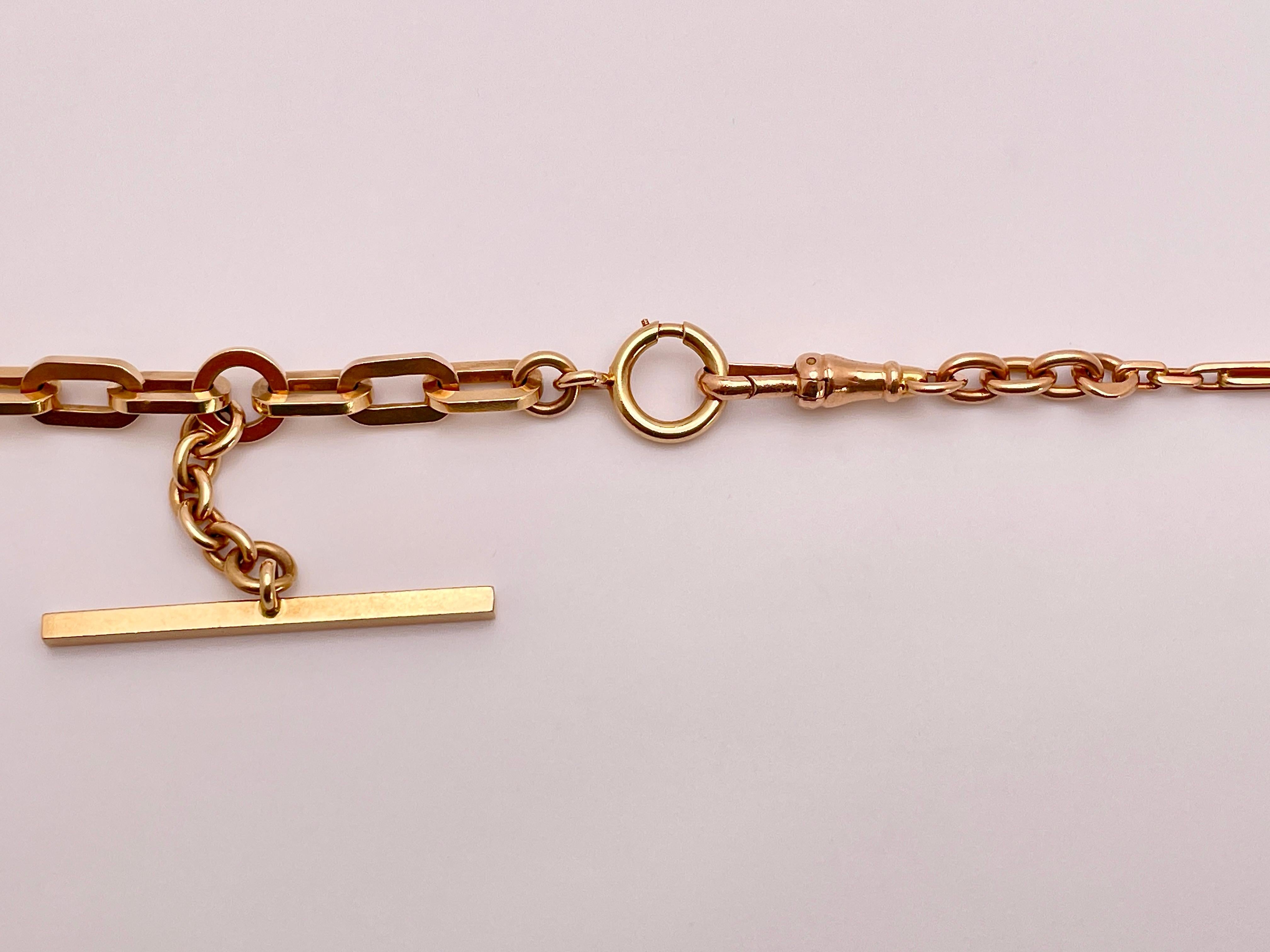 14K Rose Gold Link Necklace Bracelet For Sale 4
