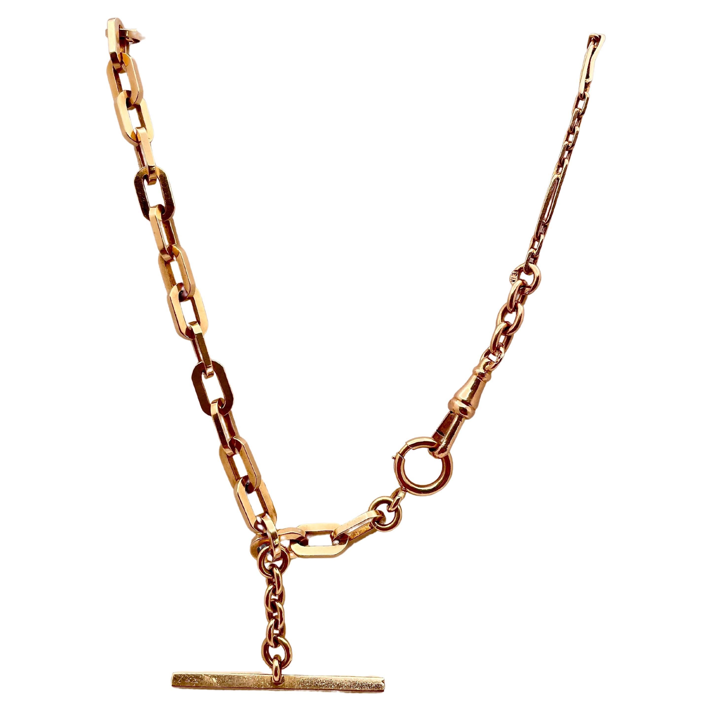 14K Rose Gold Link Necklace Bracelet For Sale