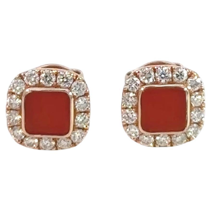 Borchie in oro rosa 14K e pietra d'agata in vendita