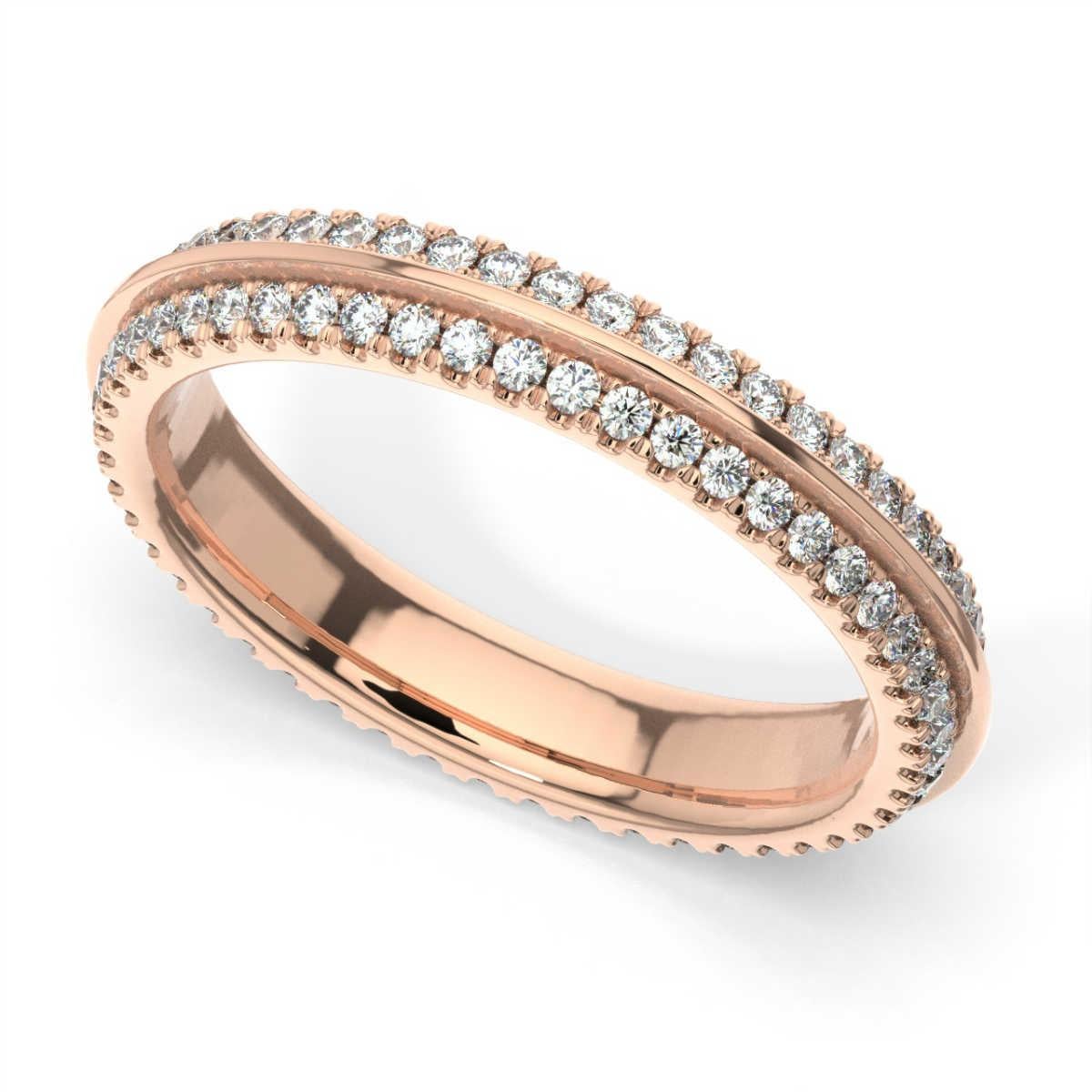 Round Cut 14K Rose Gold Allier Diamond Eternity Ring '1/2 Ct. Tw' For Sale