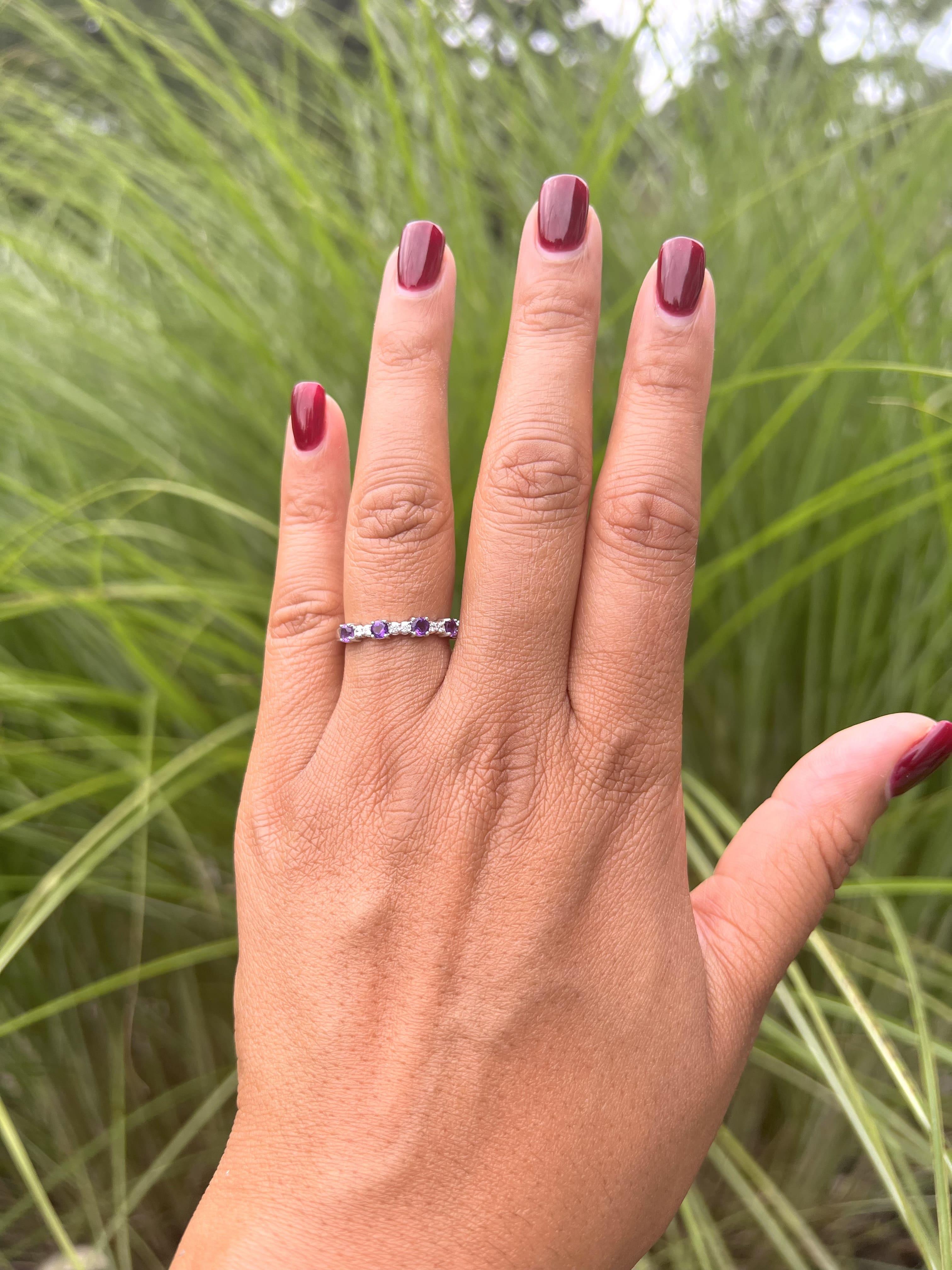A beautiful everyday ring with amethyst and diamonds to add a pop of color to your everyday style.

14K Rose Gold Amethyst Ring with Diamonds
- Diamond weight: 0.11 ct total weight
- Diamond Quality: H/SI
- Amethyst weight: Aprrox. 0.55 ct weight