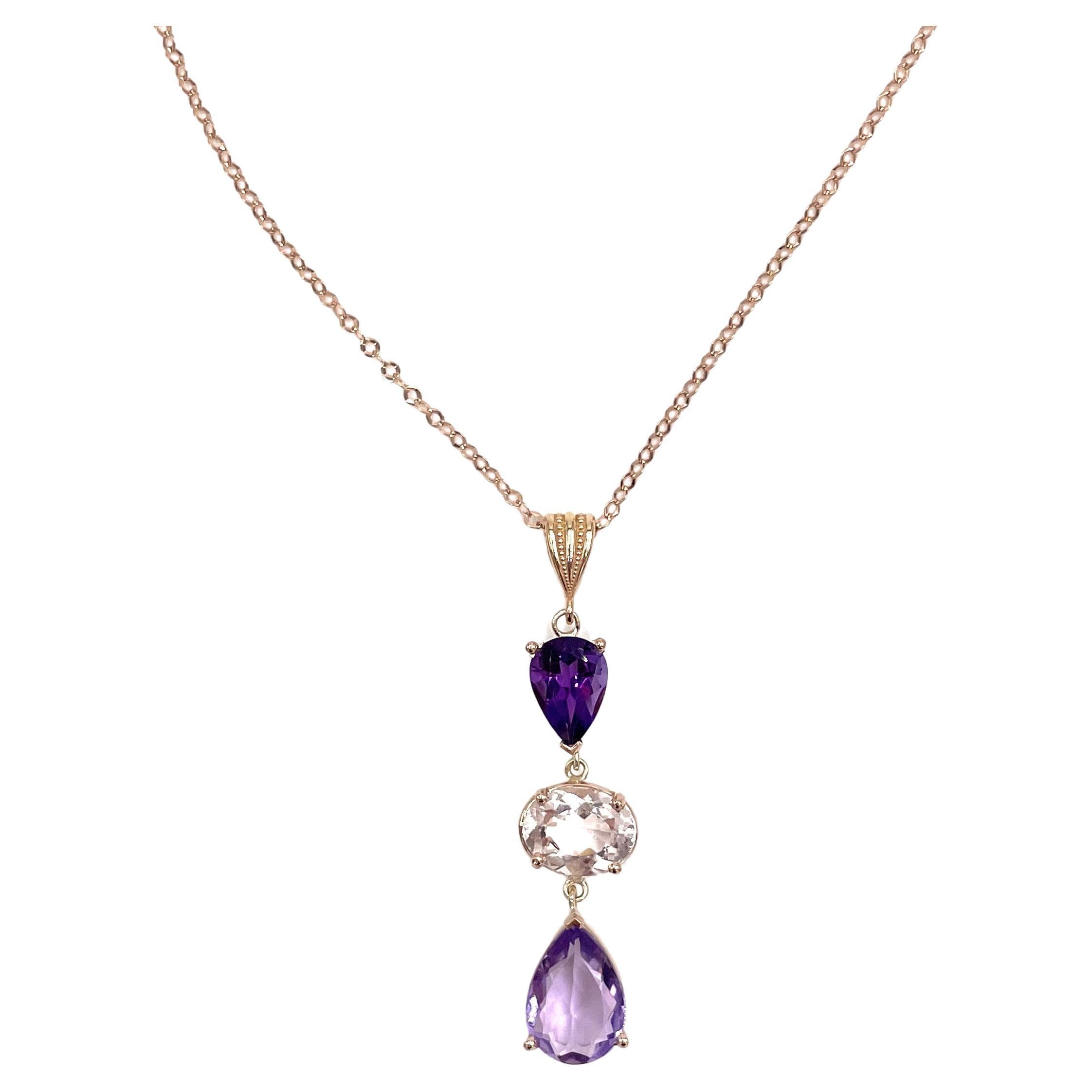Antique Russian Amethyst Drop Long Necklace at 1stDibs