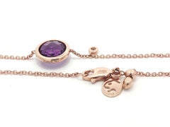 14k Rose Gold Amethyst & Diamond Adjustable Cable Link Chain Bracelet