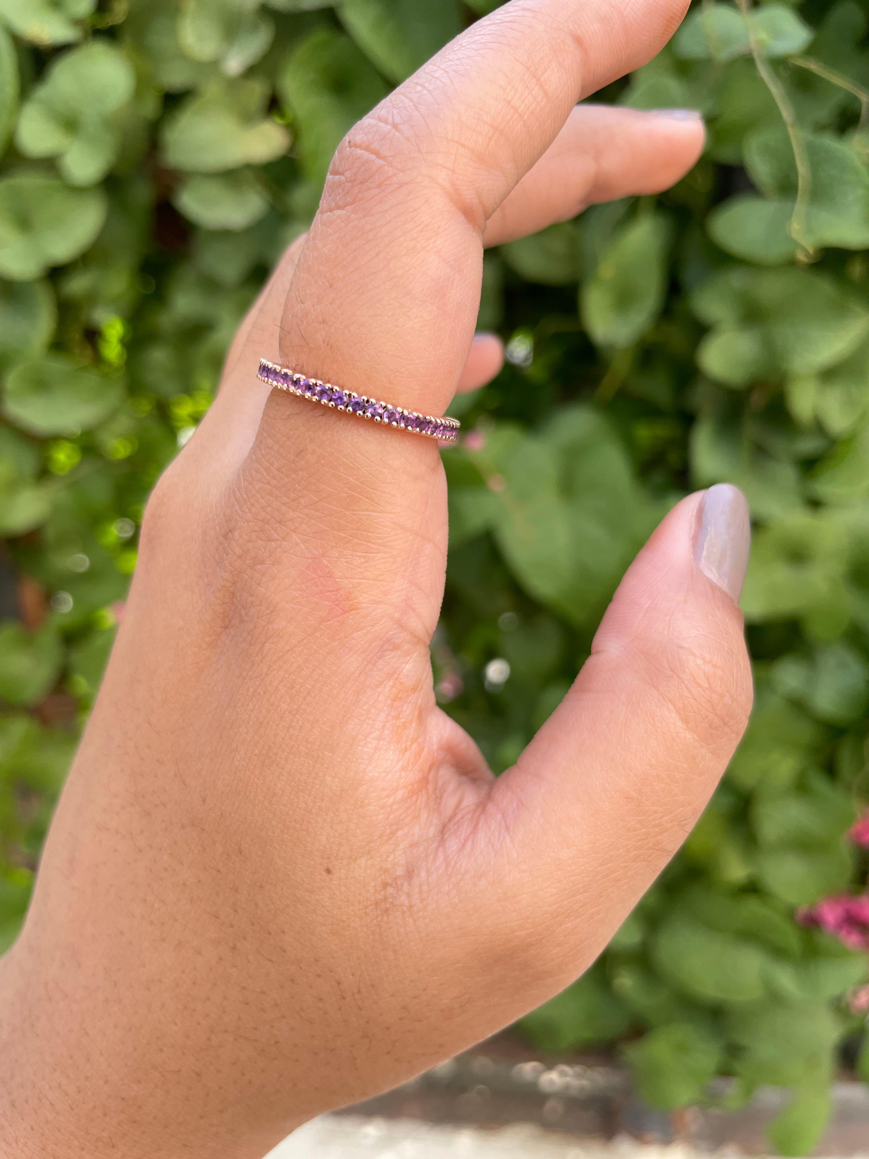 For Sale:  14K Rose Gold Amethyst Stackable Eternity Band 2
