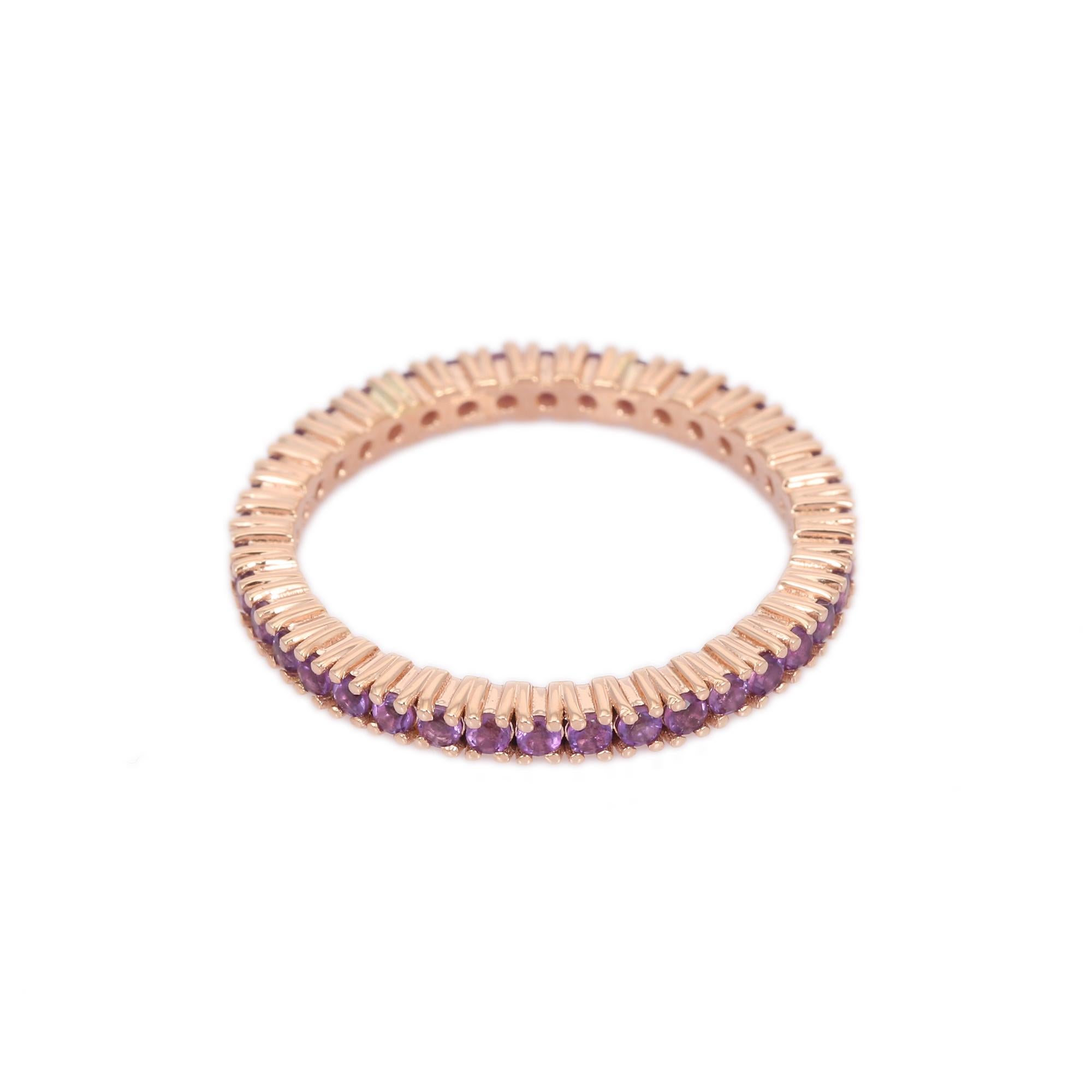 For Sale:  14K Rose Gold Amethyst Stackable Eternity Band 3