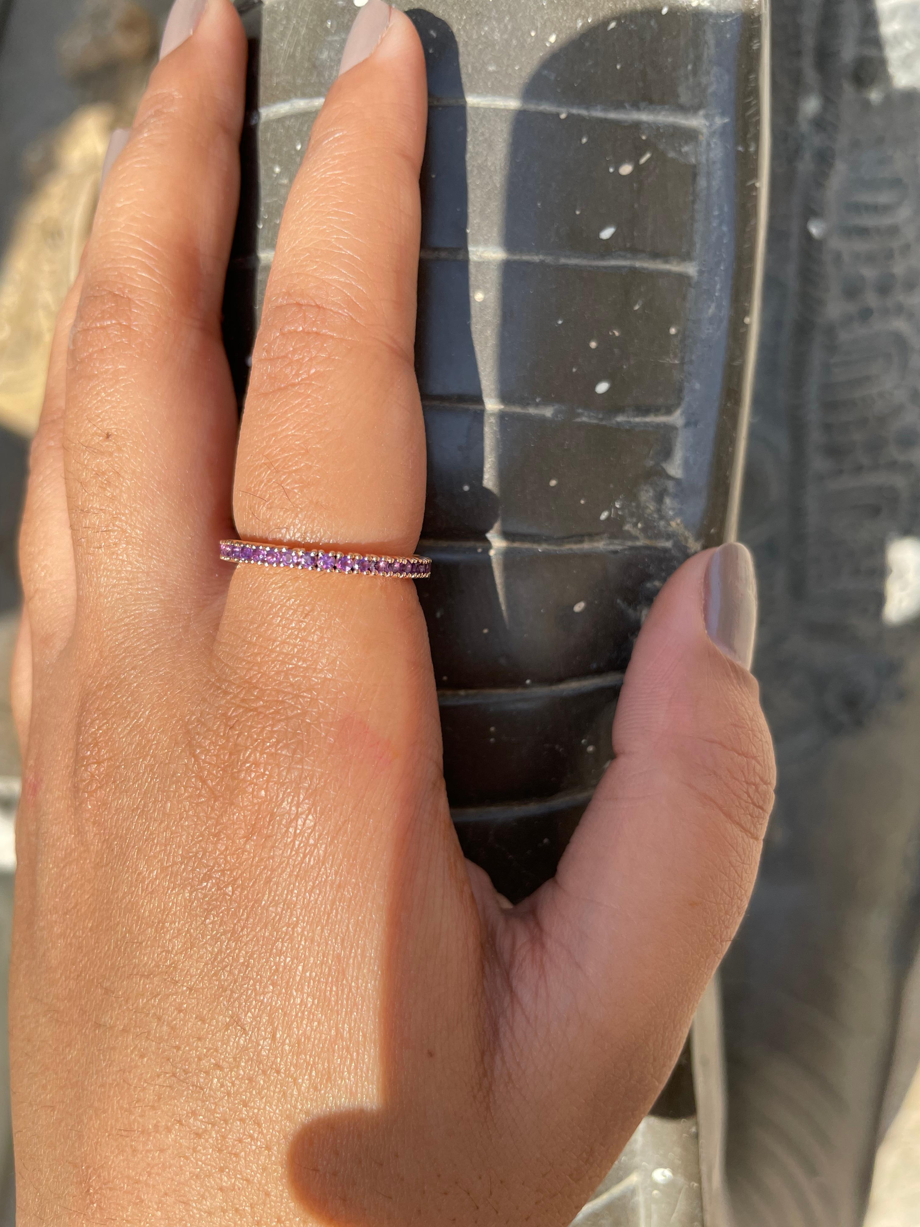 For Sale:  14K Rose Gold Amethyst Stackable Eternity Band 4