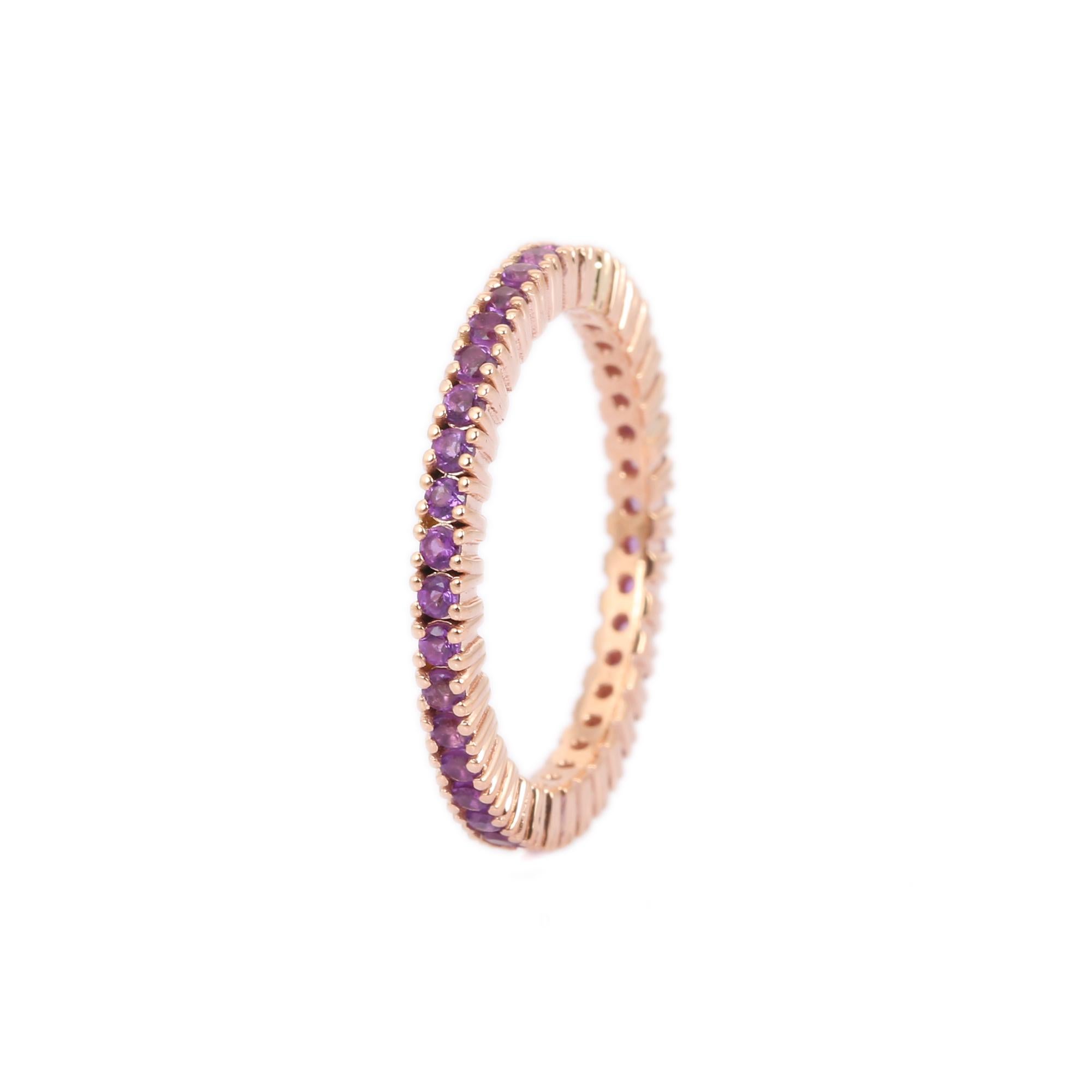 For Sale:  14K Rose Gold Amethyst Stackable Eternity Band 5