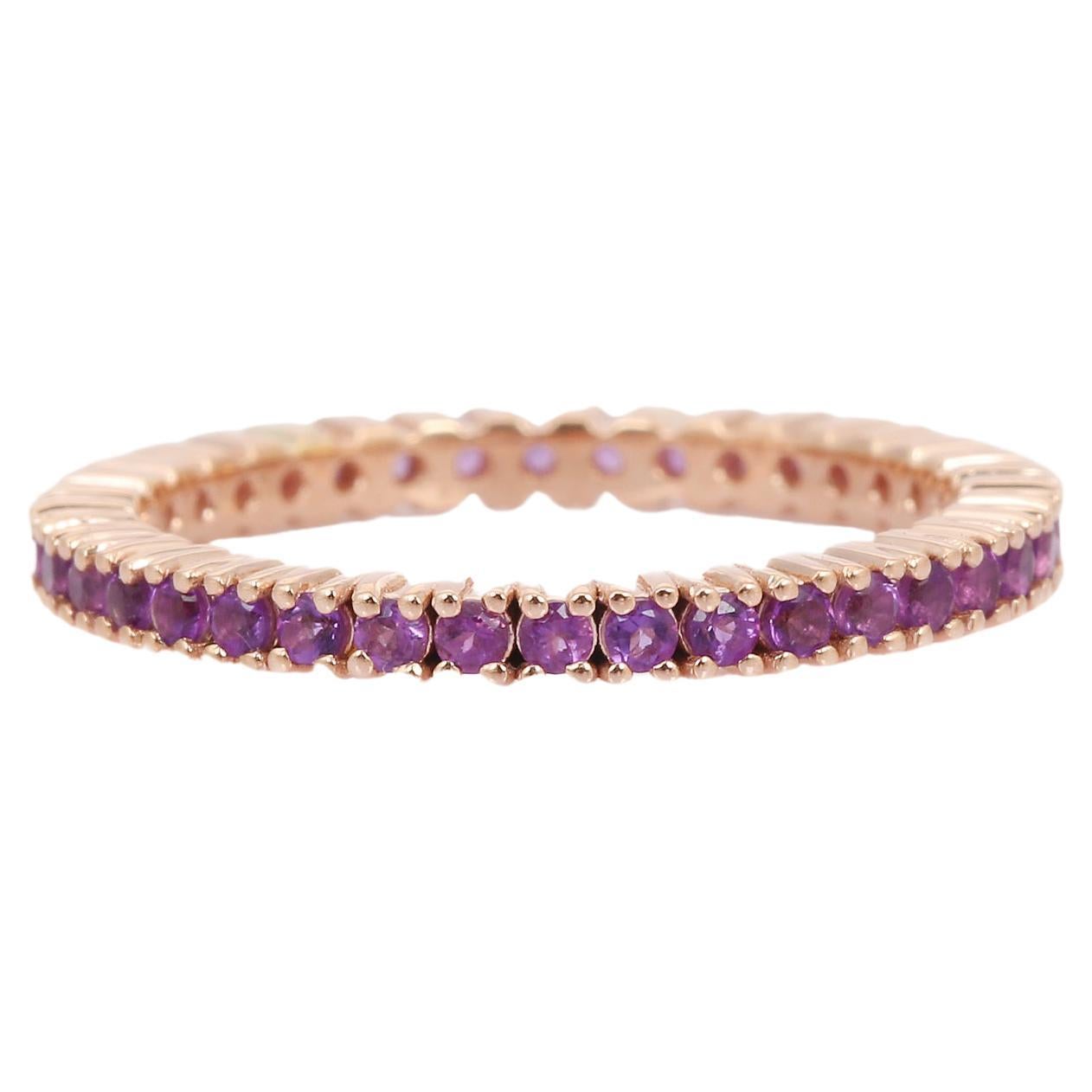 For Sale:  14K Rose Gold Amethyst Stackable Eternity Band