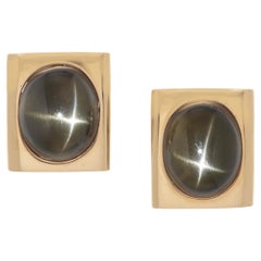 14k Rose Gold and 46.25 Carat Star Diopside Stud Earrings