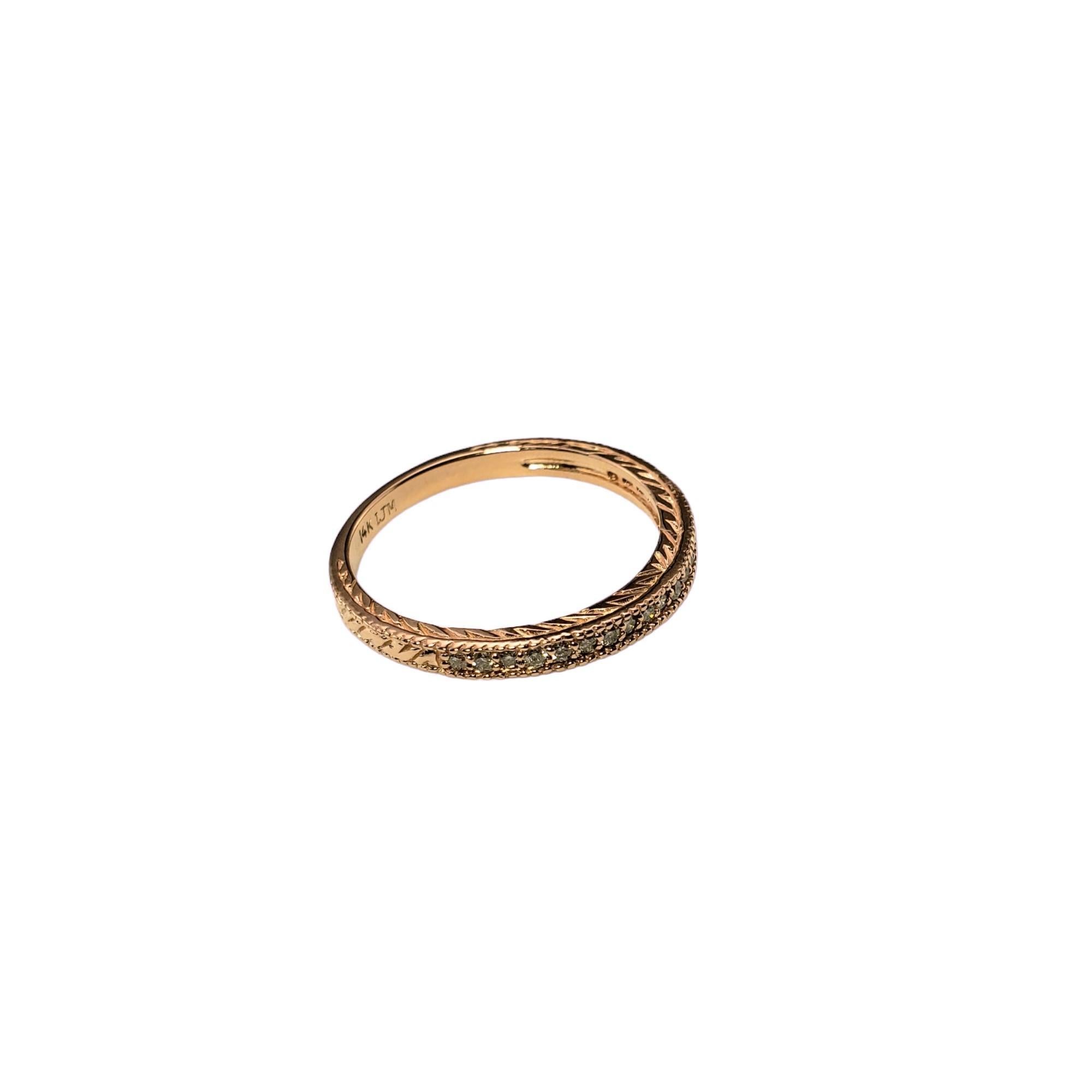 Taille ronde Bague à anneau en or rose 14 carats et diamants taille 9 n° 15981 en vente