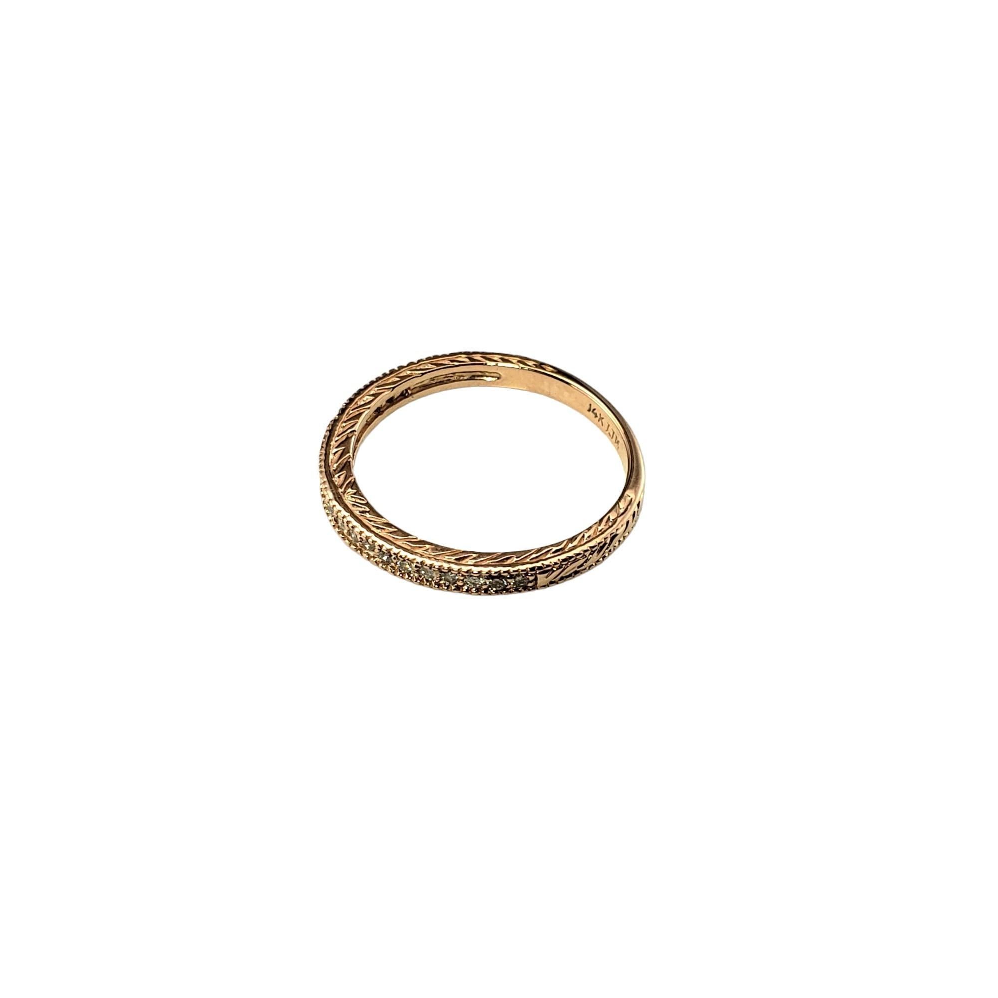 14K Rose Gold and Diamond Band Ring Size 9 #15981 In Good Condition For Sale In Washington Depot, CT