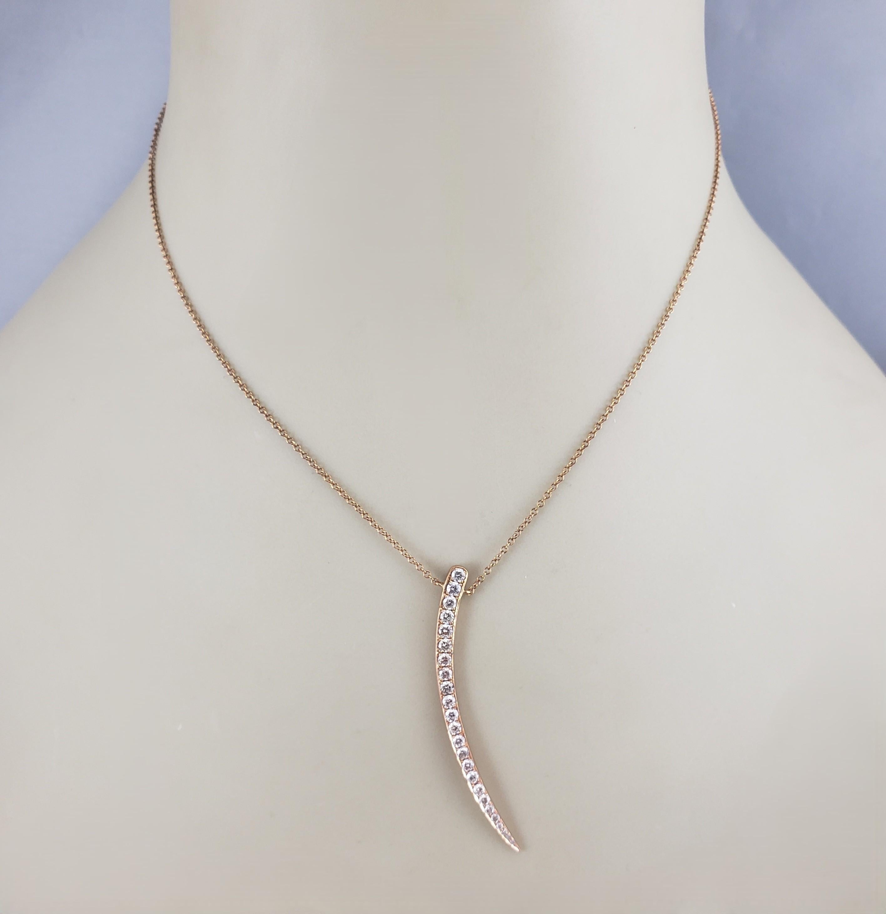Collar colgante de perno de oro rosa de 14 quilates y diamantes #22955 en venta 2