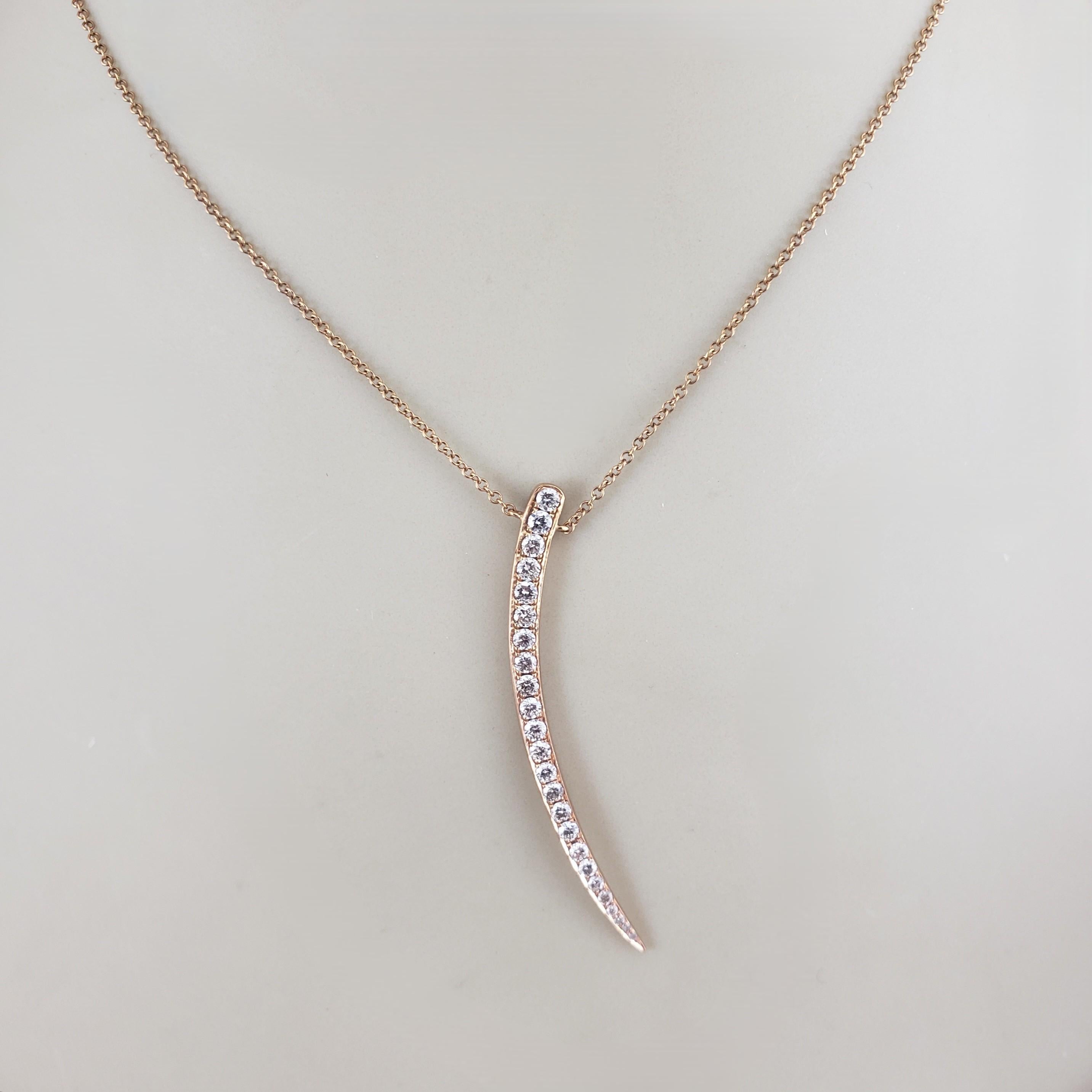 Collar colgante de perno de oro rosa de 14 quilates y diamantes #22955 en venta 3