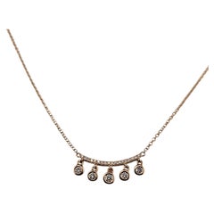 14K Rose Gold and Diamond Dangle Necklace #25196
