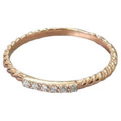14k Rose Gold and Diamond Ring Stackable Ring Unique Diamond Wedding Band