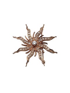 14K Rose Gold and Diamond Sunburst Brooch/Pendant #24264
