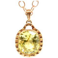 14 Karat Rose Gold and Lemon Quartz Pendant Necklace