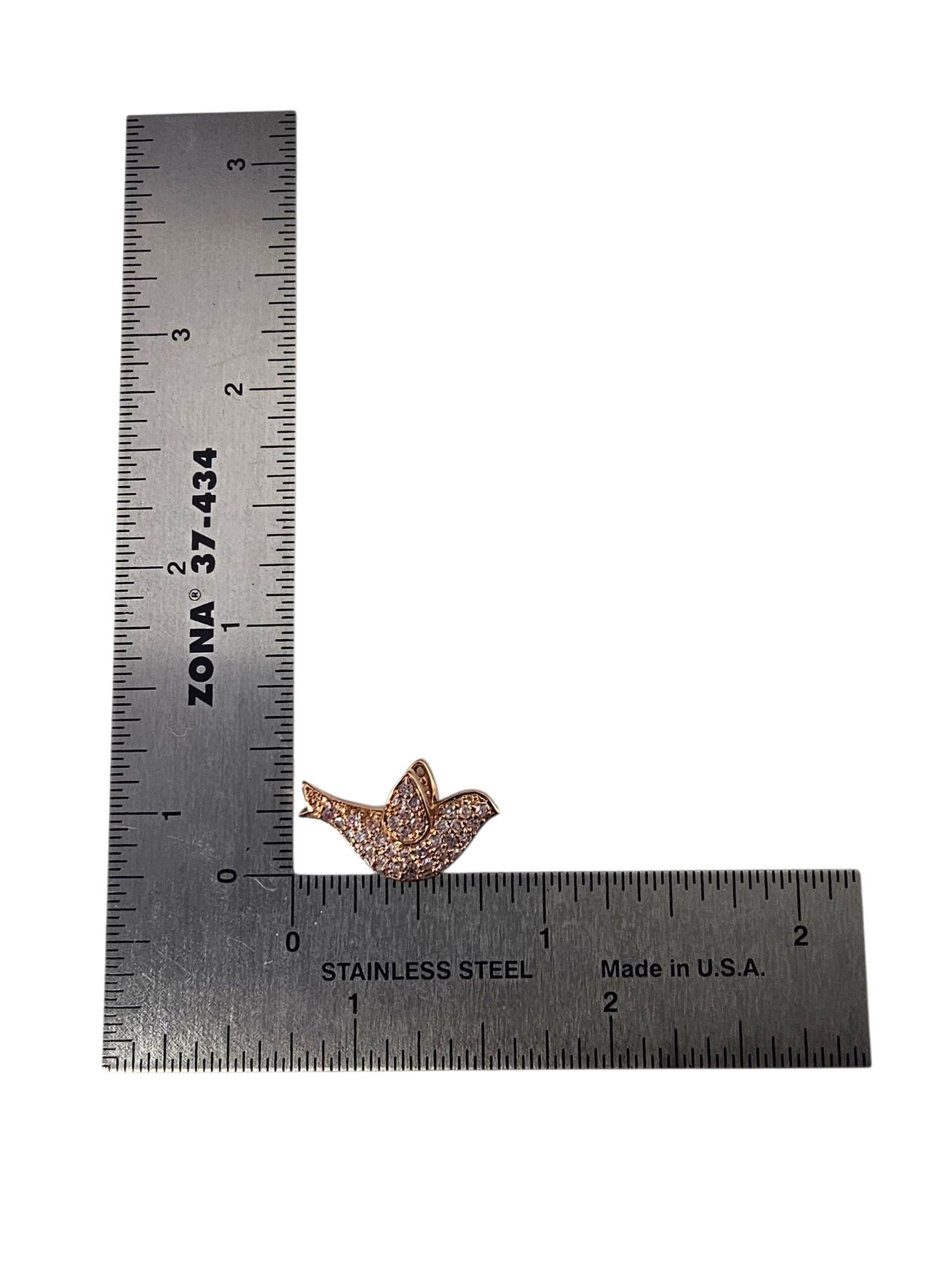 14K Rose Gold and Treated Pink Diamond Dove Pendant #23592 For Sale 2